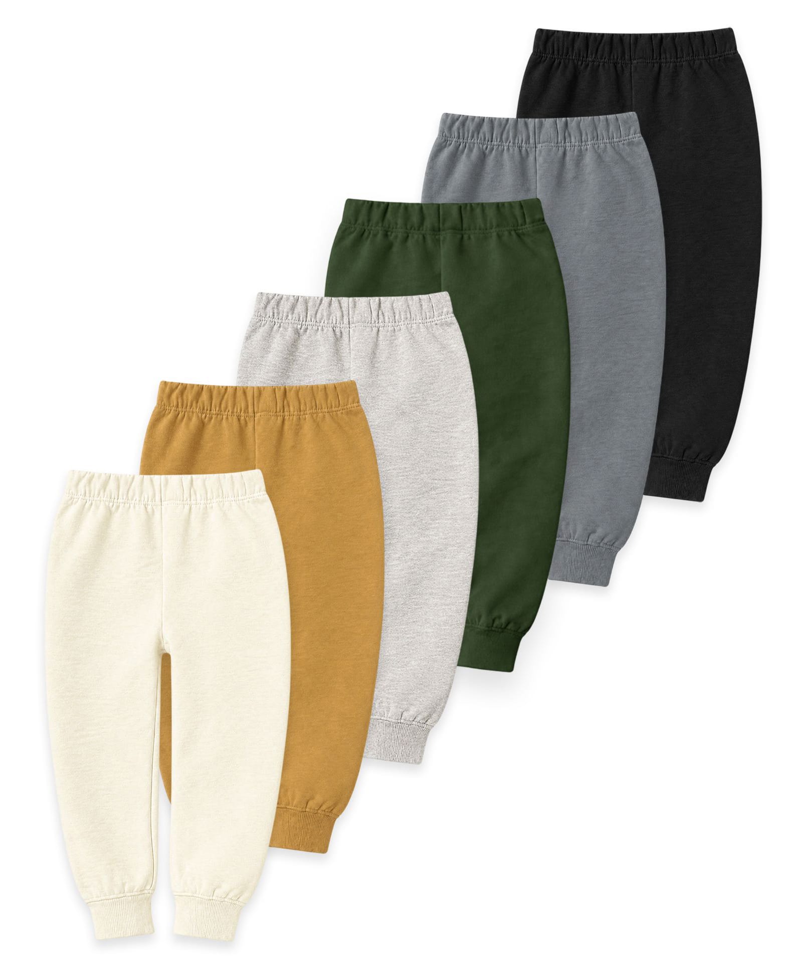 KUCHIPOO Cotton Blend Knit Pack Of 6 Solid Joggers - Multi Colour-image-47