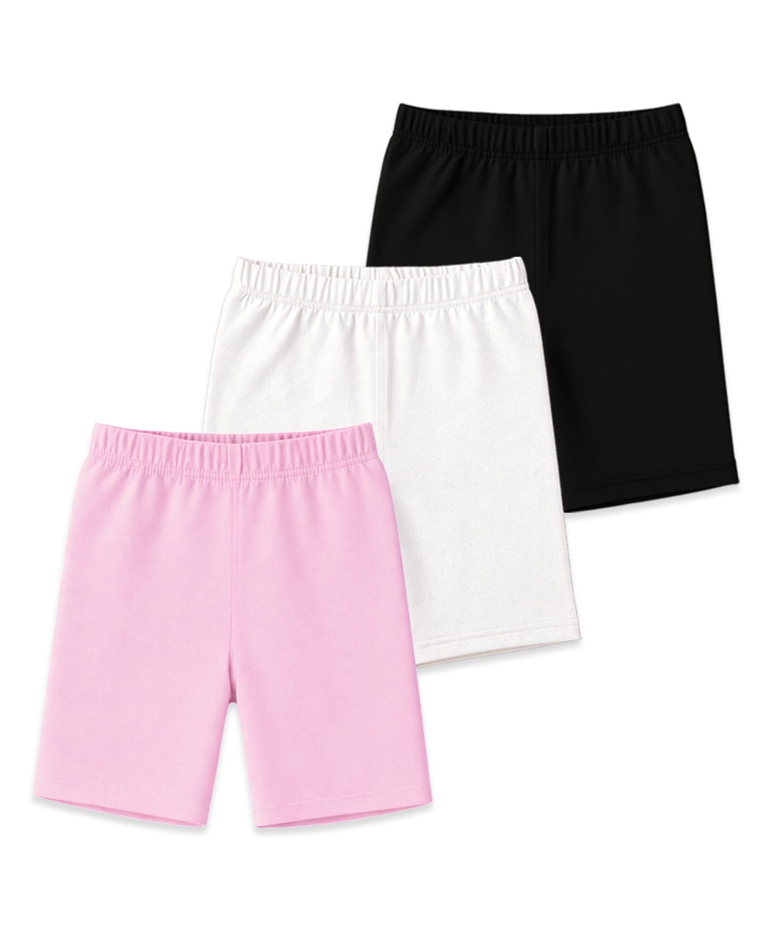 KUCHIPOO Cotton Blend Knit Pack Of 3 Solid Shorts - Pink White & Black-image-26