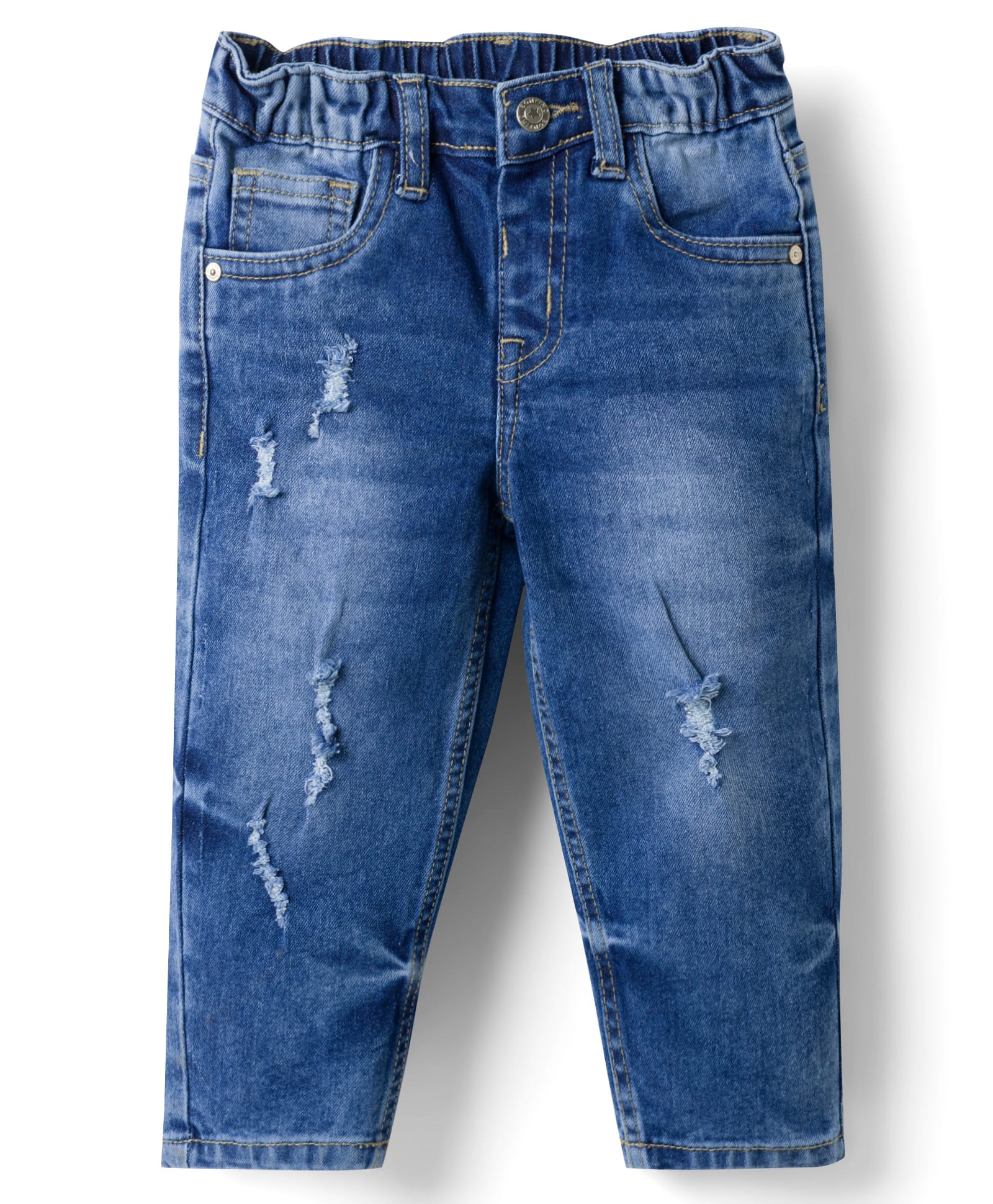 Bonfino Woven Full Length Distressed Washed Baggy Jeans - Blue-picture-36