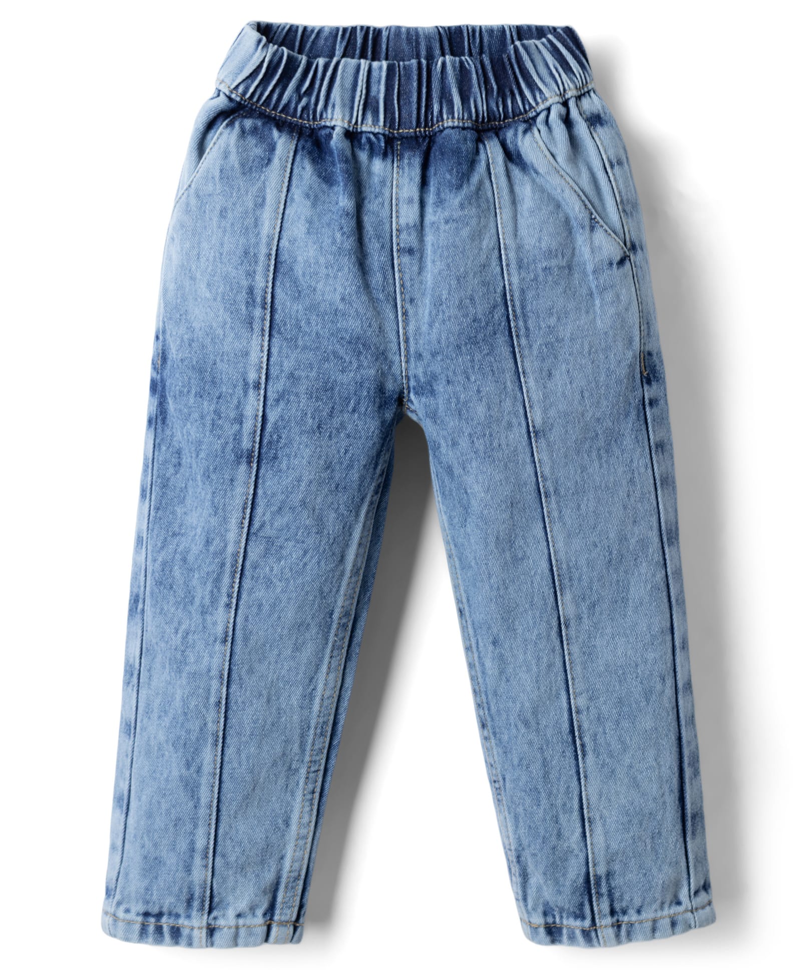 Bonfino 100% Cotton Woven Cut N Sew Washed Pull on Barrel Fit Jeans - Light Blue-image-11