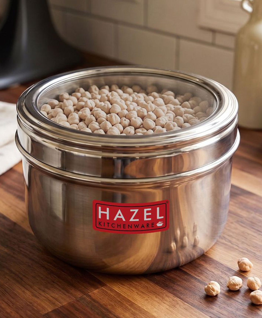 HAZEL Stainless Steel See Through Container 1100ml | Kitchen Storage Canister with Transparent Lid for Food Storage-image-17
