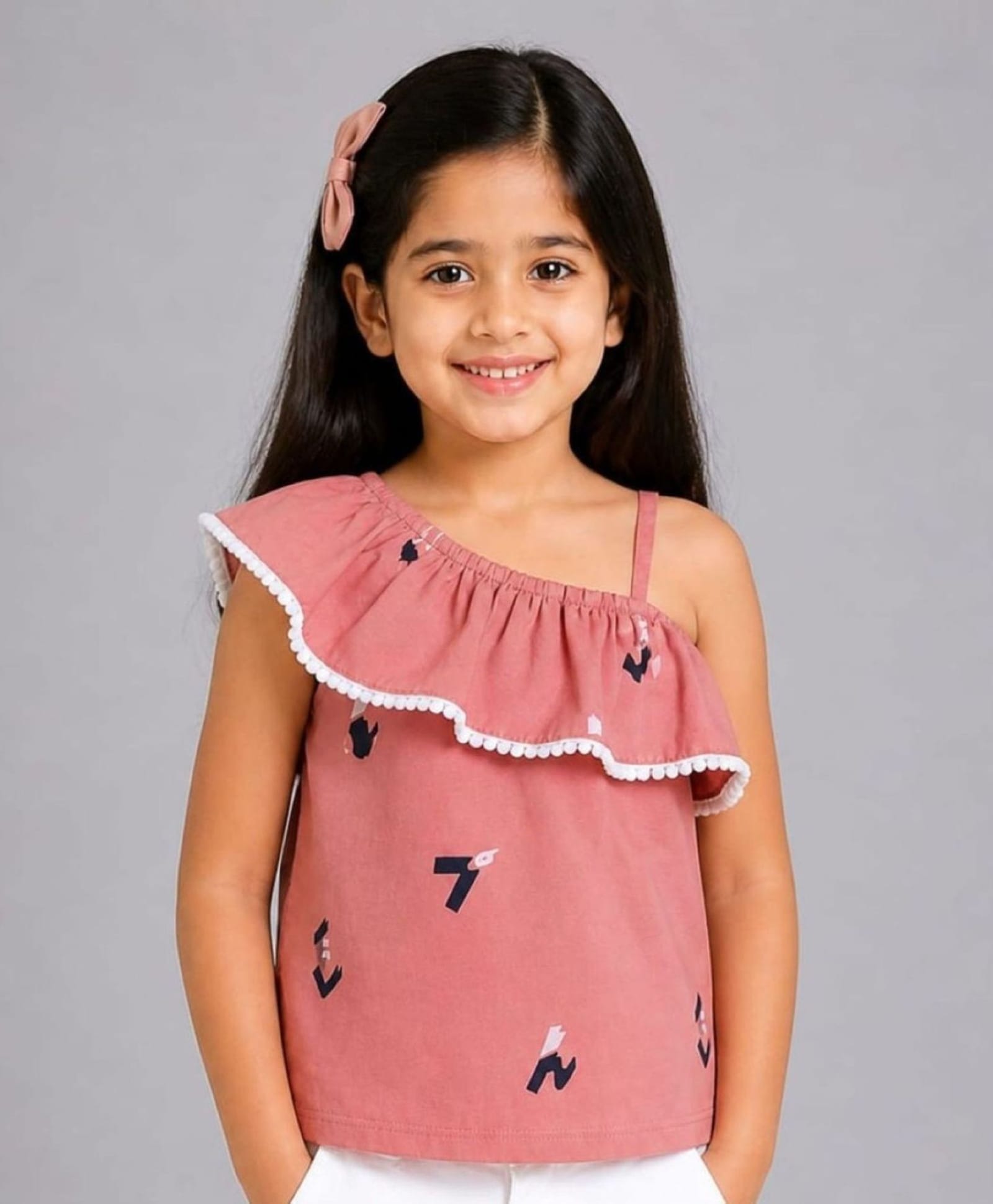 Nino Togs Cotton Woven Sleeveless Abstract Printed Top - Dark Peach-picture-16