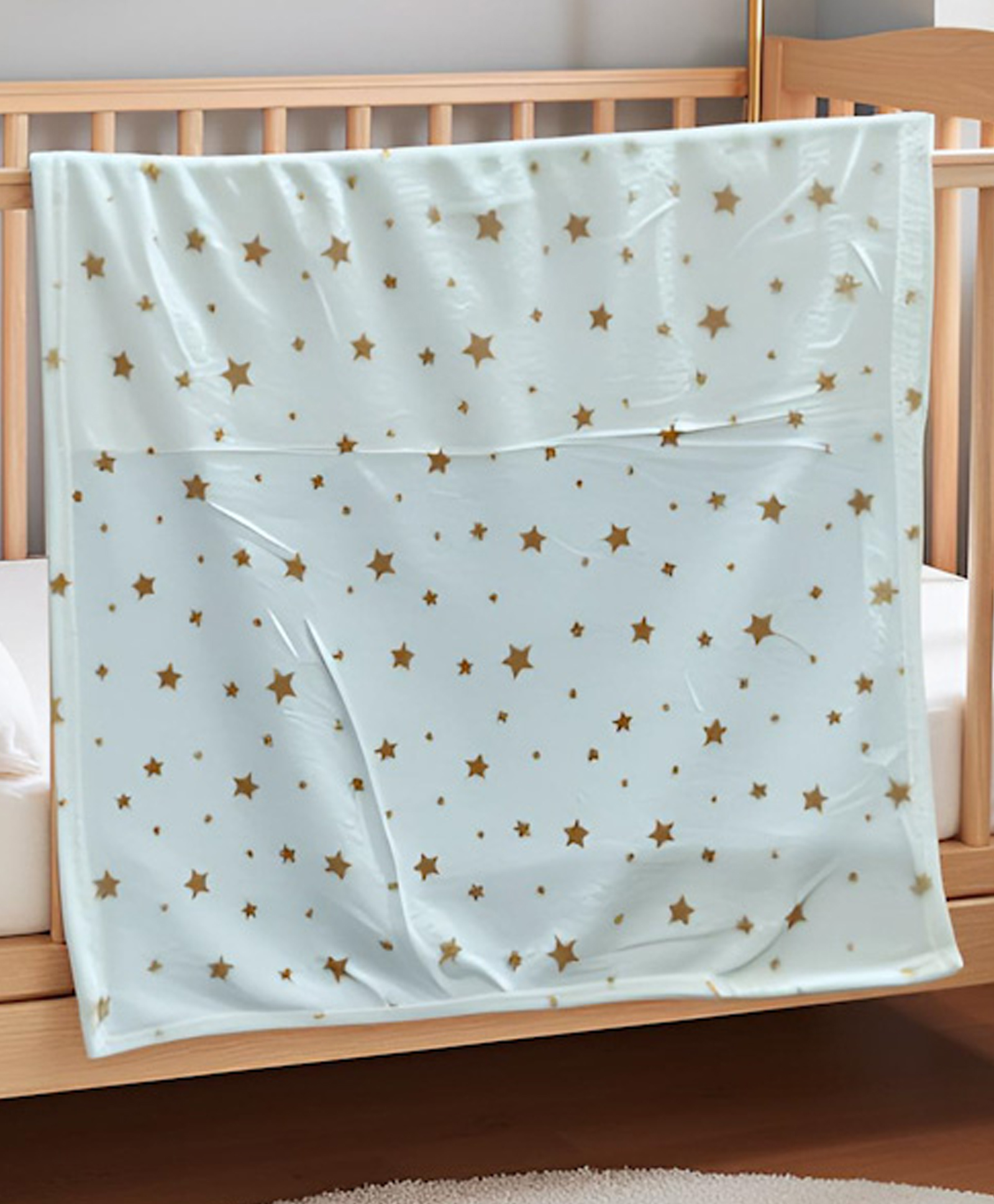 Butterthief Flannel Swaddle Star Printed Baby Blanket - White-image-0