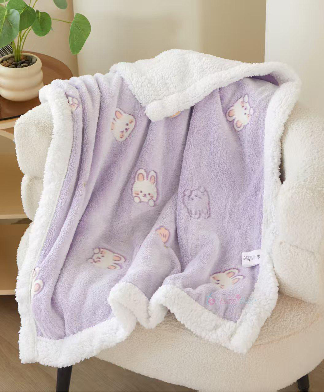 Butterthief Cozy Super Soft Warm Double Layered Sherpa Swaddle Blanket for Newborn Babies - Purple-image-28