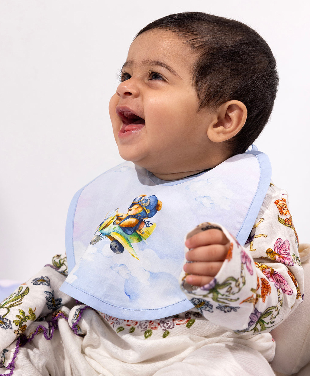 The Baby Trunk Baby Bib - Teddy's Dream Fly - Blue-image-8