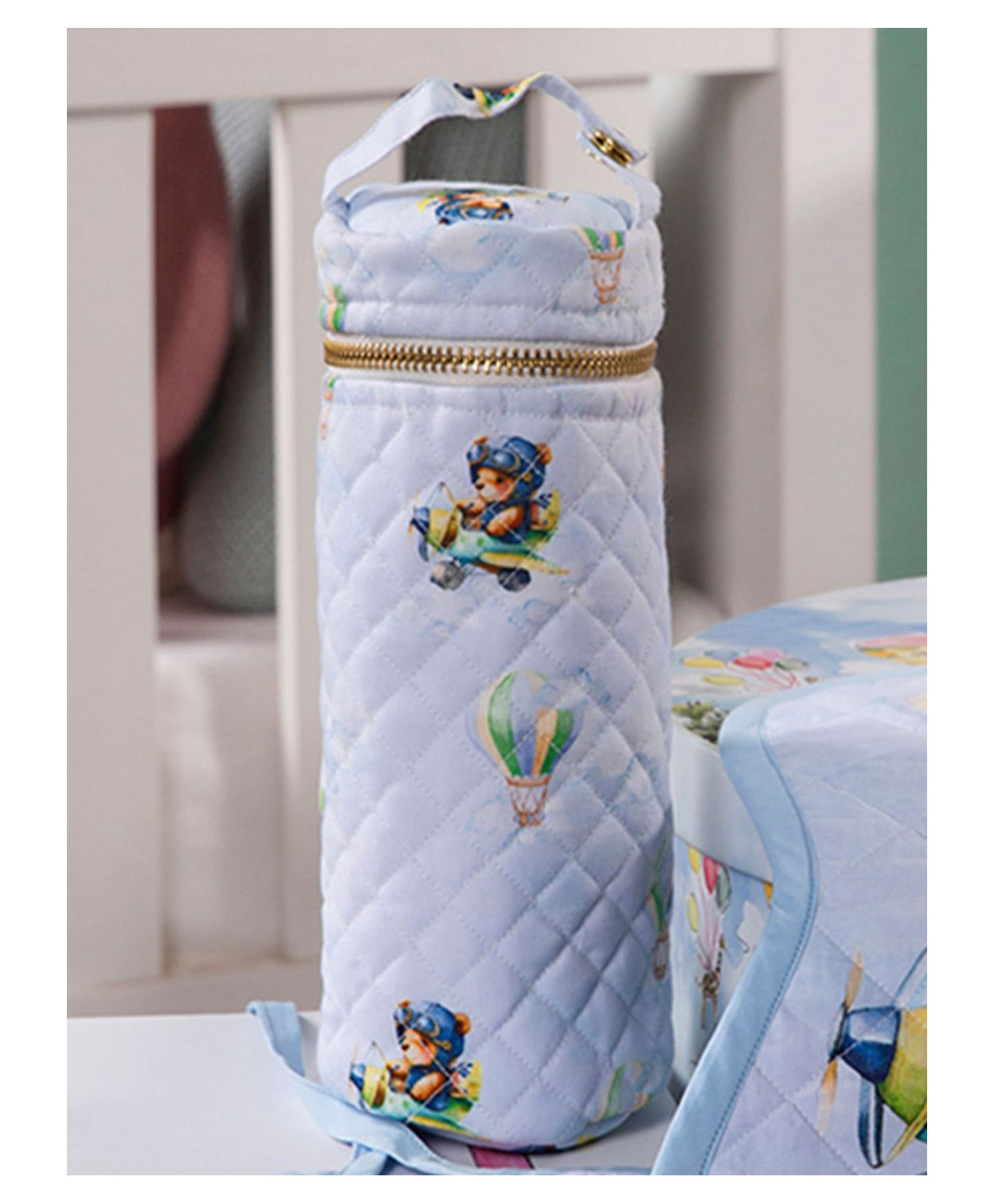THE BABY TRUNK Feeding Bottle Cover - Teddy's DREAM FLY - LARGE- Blue-image-10