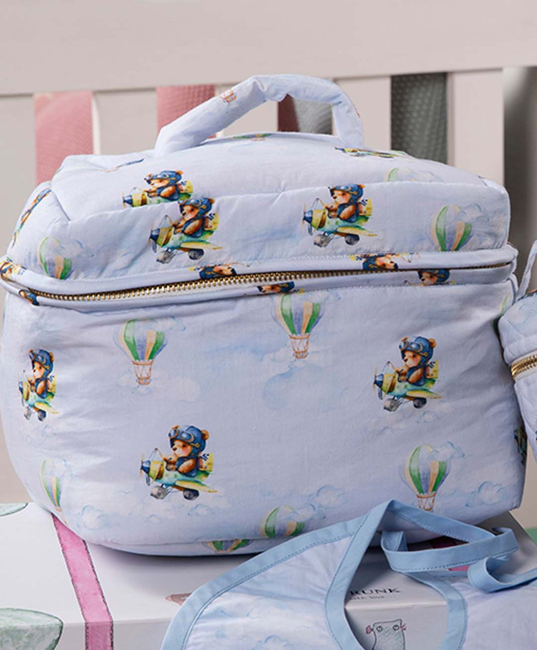 The Baby Trunk Baby Accessories Bag | Teddy's Dream Fly - Blue-image-11