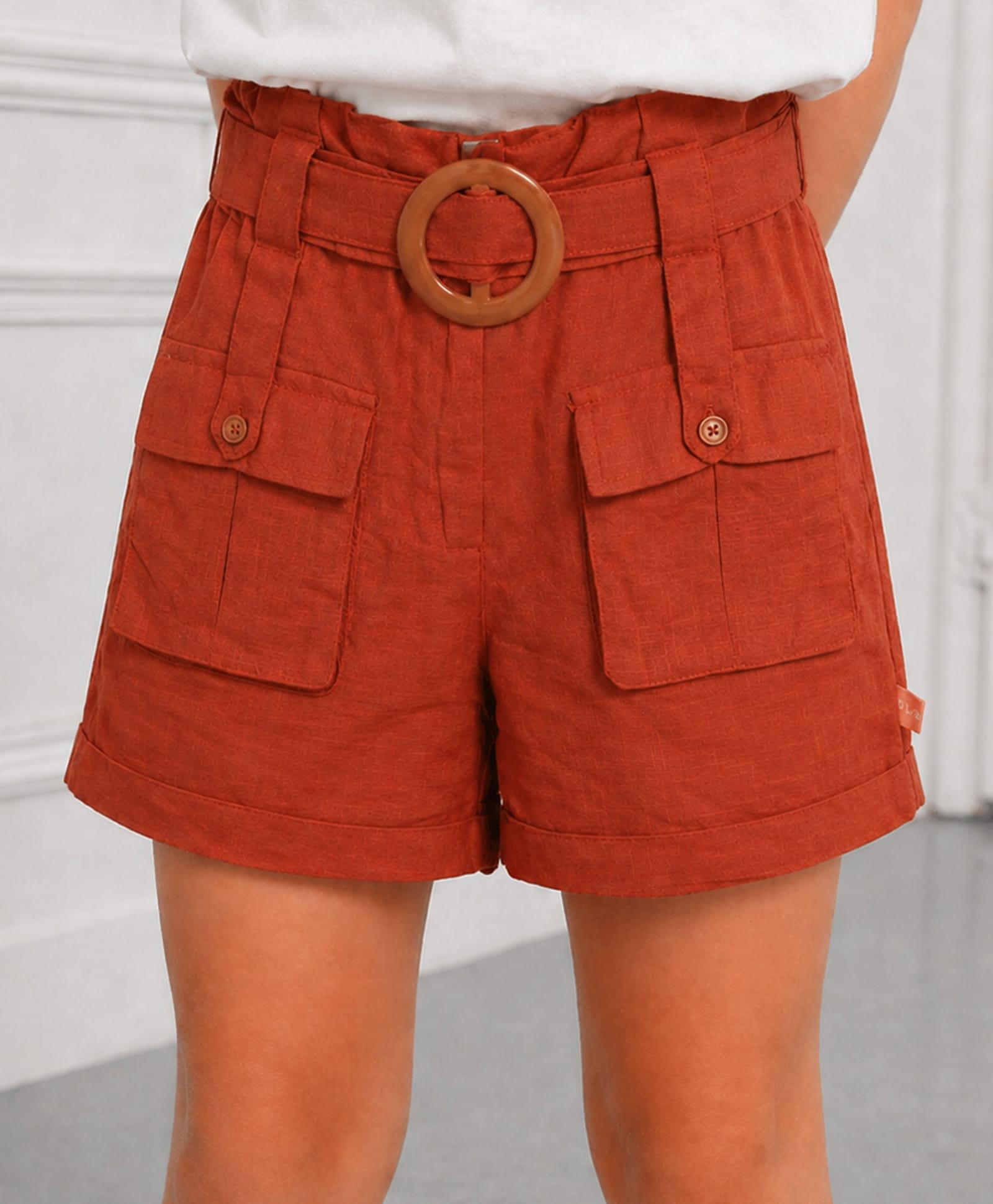 PURPLE UNITED KIDS Cotton Woven Solid Cargo Shorts - Rust-picture-18