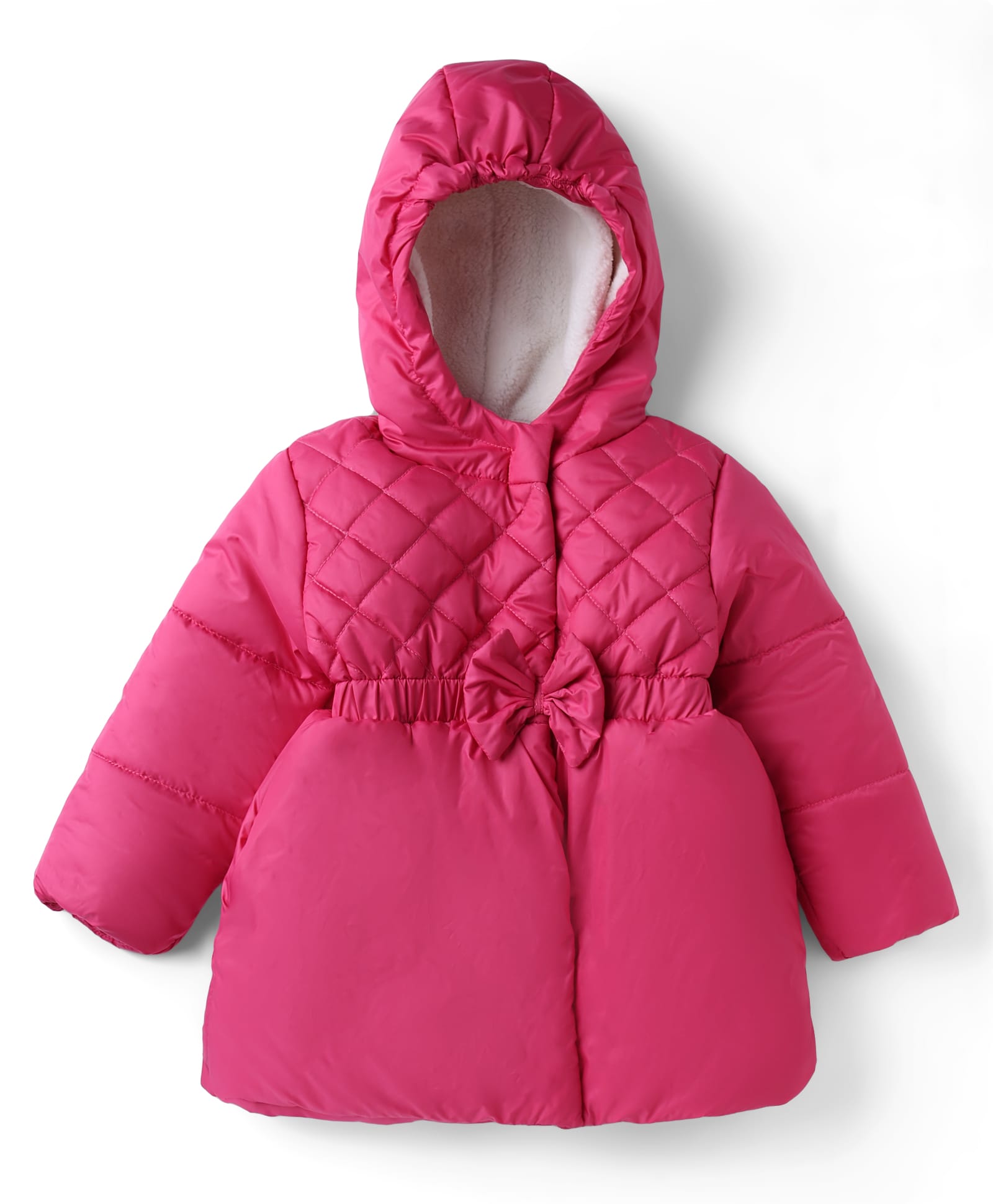 Babyoye Woven Padded/ Winter Jacket Full Sleeves With 180GSM Polyfill And Inner Lining Taffeta and Bow Detailing - Pink-image-37