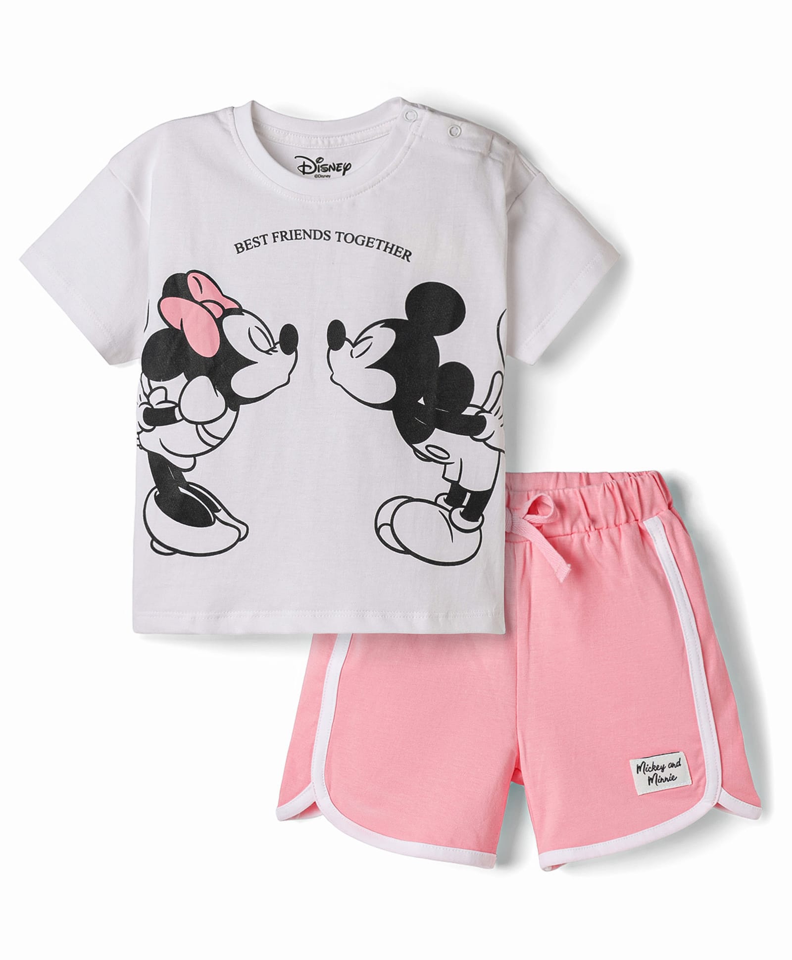 Bonfino Disney Single Jersey Knit Half Sleeves T-Shirt & Shorts Nightsuit with Micky & Minnie Mouse - Grey-image-17