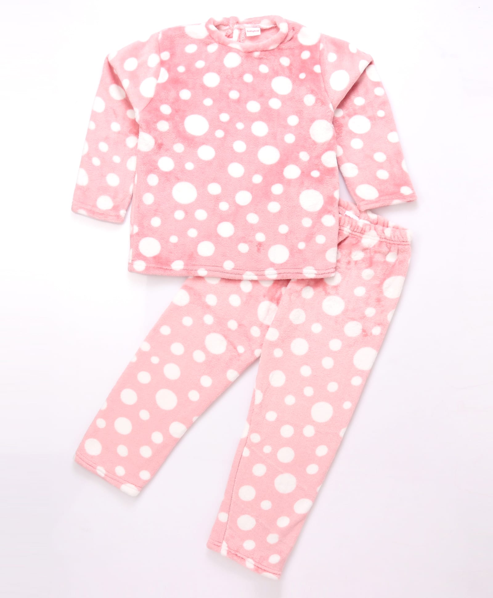 Babyhug Knit Full Sleeves Co-Ords T-Shirt & Pyjama Winter Nightsuit with Polka Dots Design - Pink-image-12