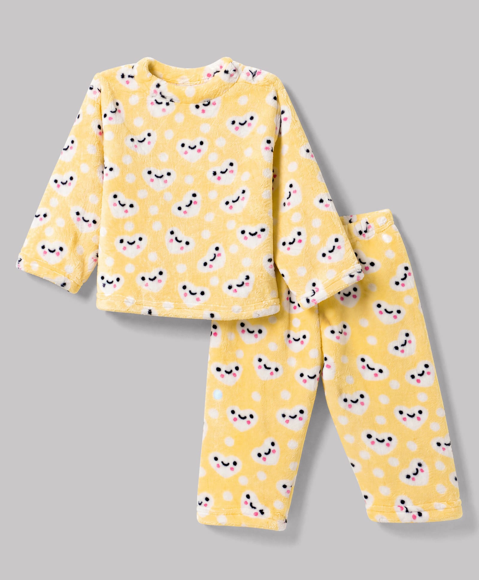 Babyhug Cotton Knit Full Sleeves Co-Ords T-Shirt & Pyjama Winter Night Suit with Heart Design - Yellow-image-28