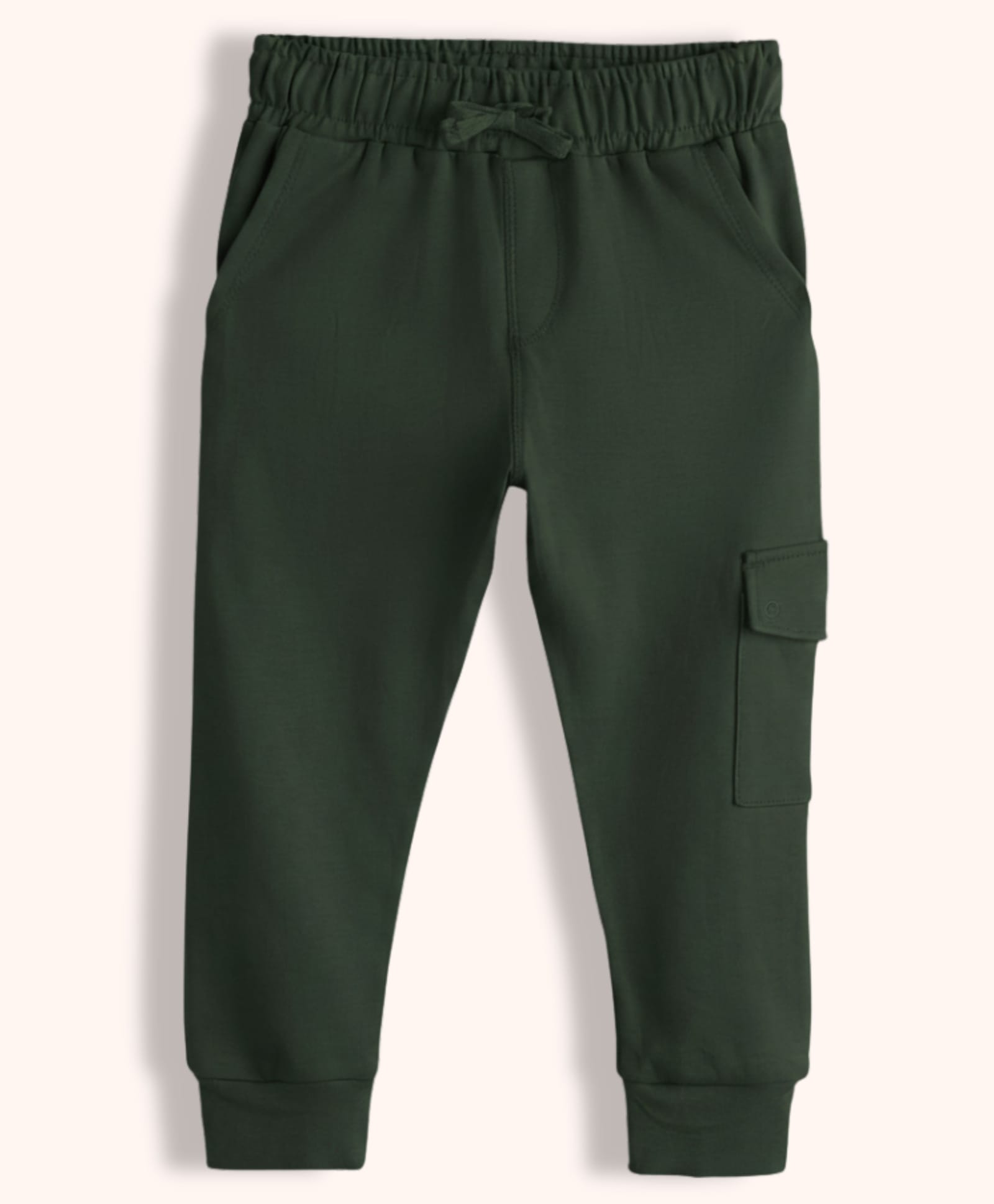 Orange Sugar 100% Cotton Knit Solid Cargo Style Joggers - Dark Olive-image-41