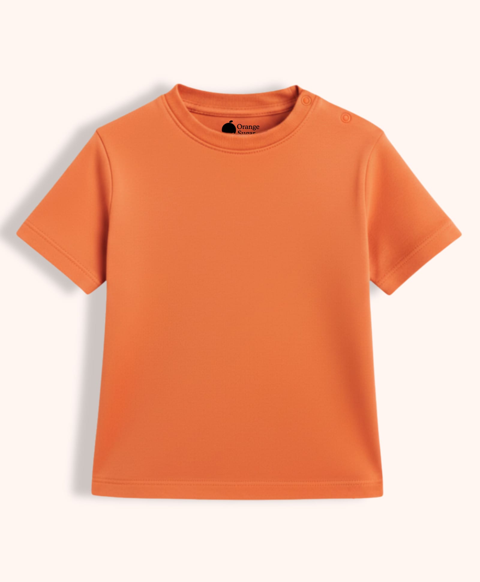Orange Sugar Cotton Knit Half Sleeves Solid Tee - Orange-image-24