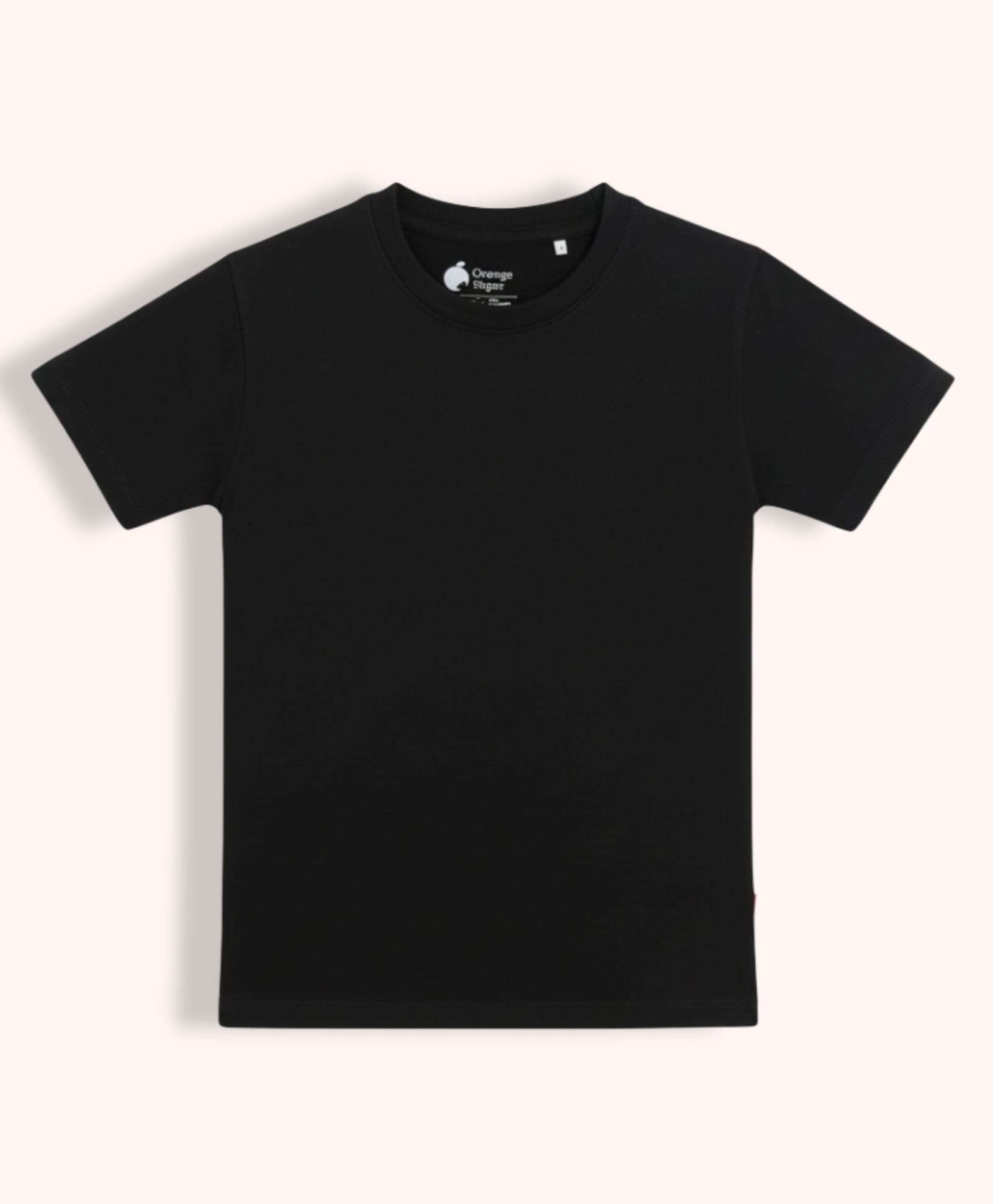 Orange Sugar Cotton Knit Half Sleeves Solid Tee - Black-picture-15