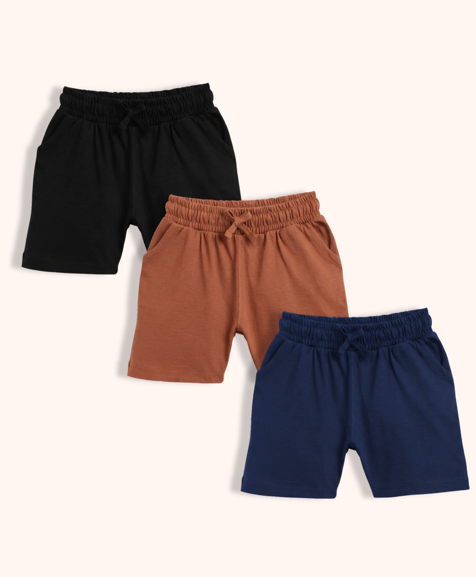 Orange Sugar 100% Cotton Knit Pack Of 3 Solid Shorts With Pockets - Multi Colour-picture-22
