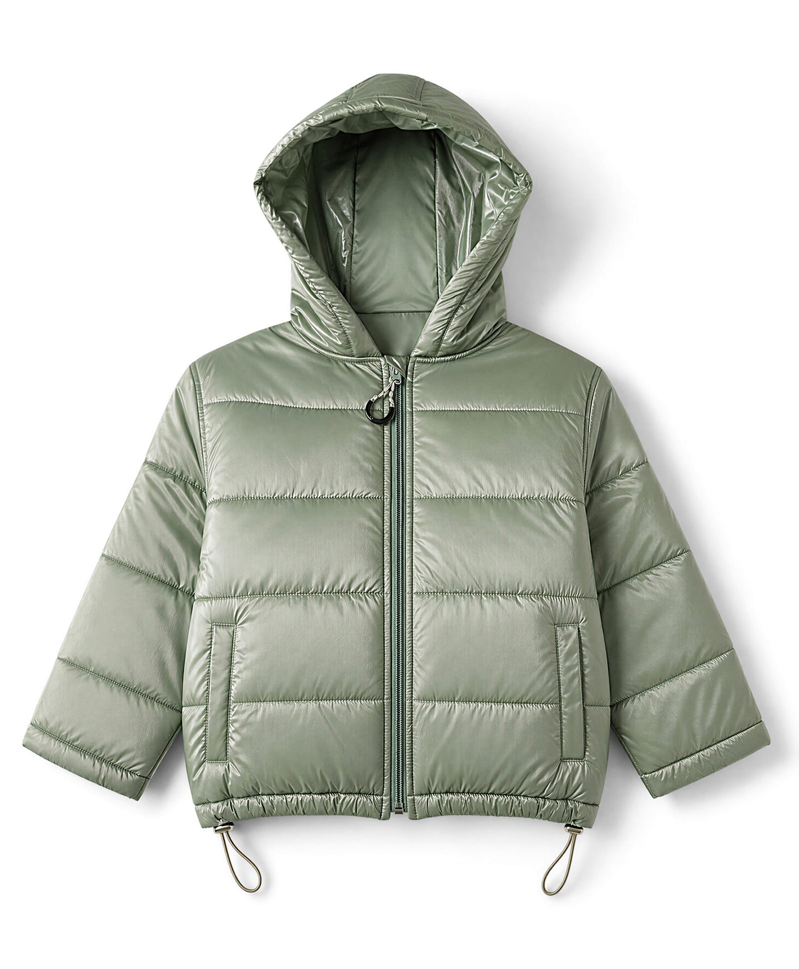 Little Kangaroos Tafetta Woven Hooded Padded/ Winter Jacket with Full Sleeves - Mint-picture-27