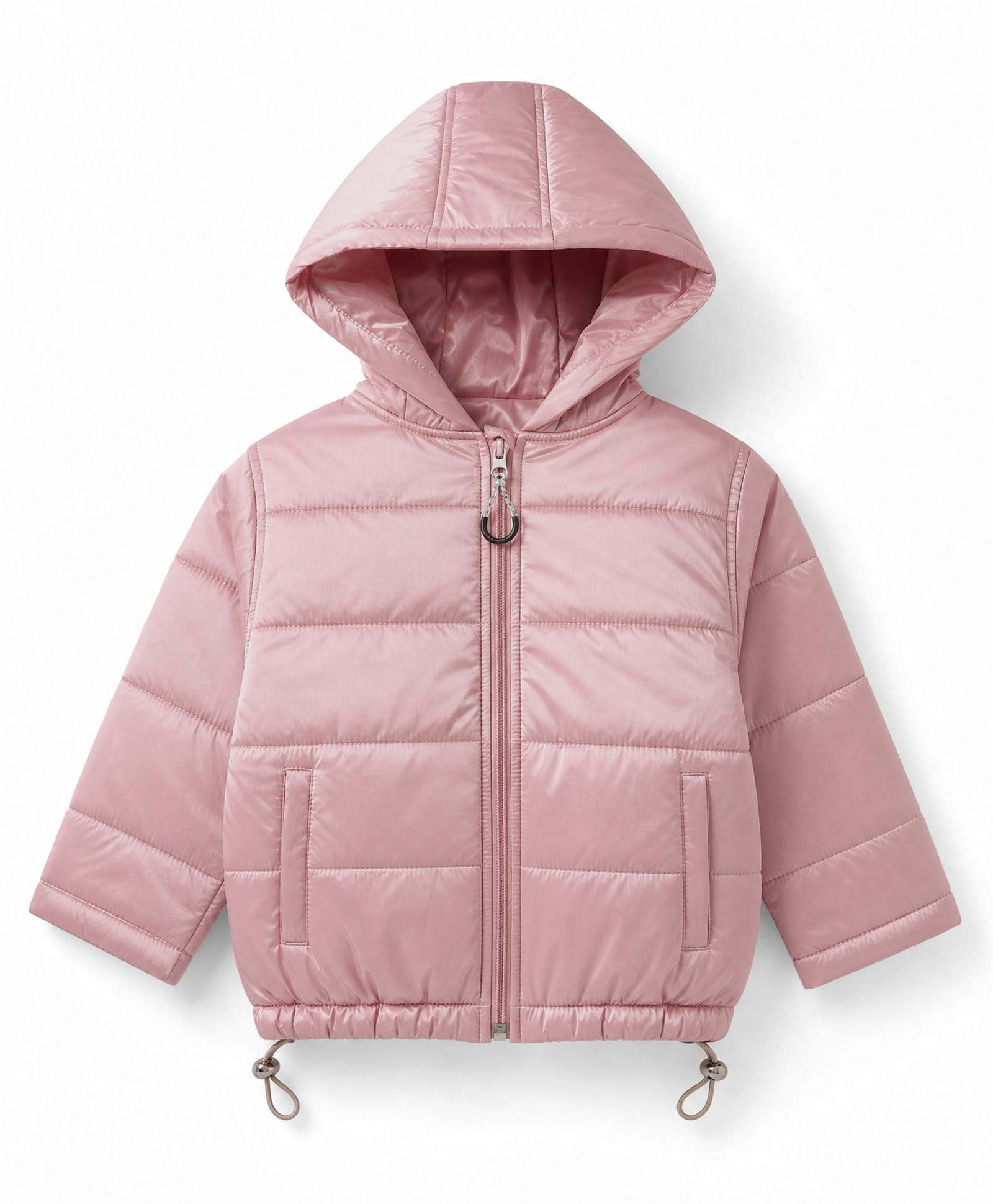 Little Kangaroos Woven Hooded Padded Winter Jacket with Full Sleeves - Pink-image-18