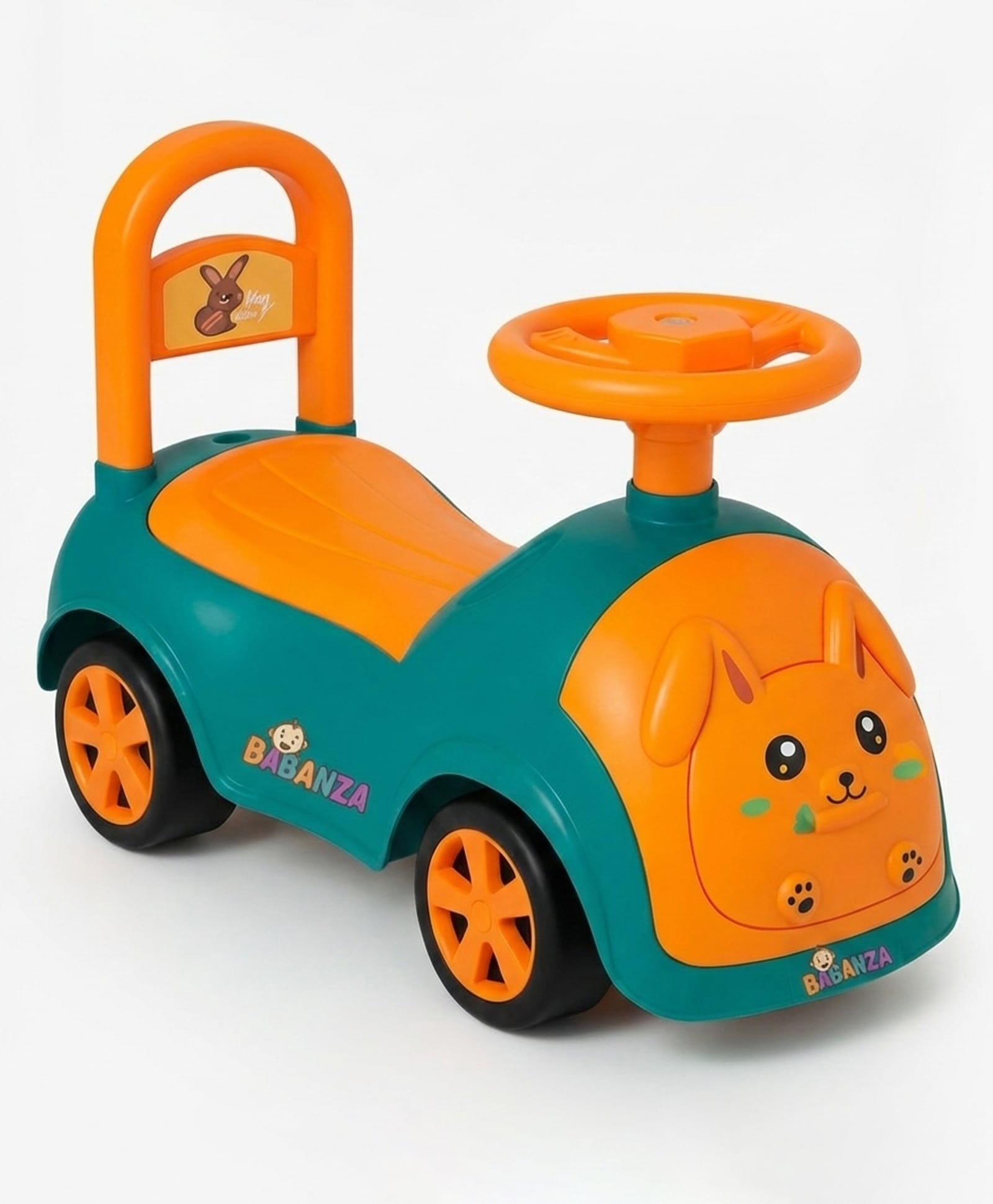 Babanza Manual Push Ride On Car Teal and Orange-image-28