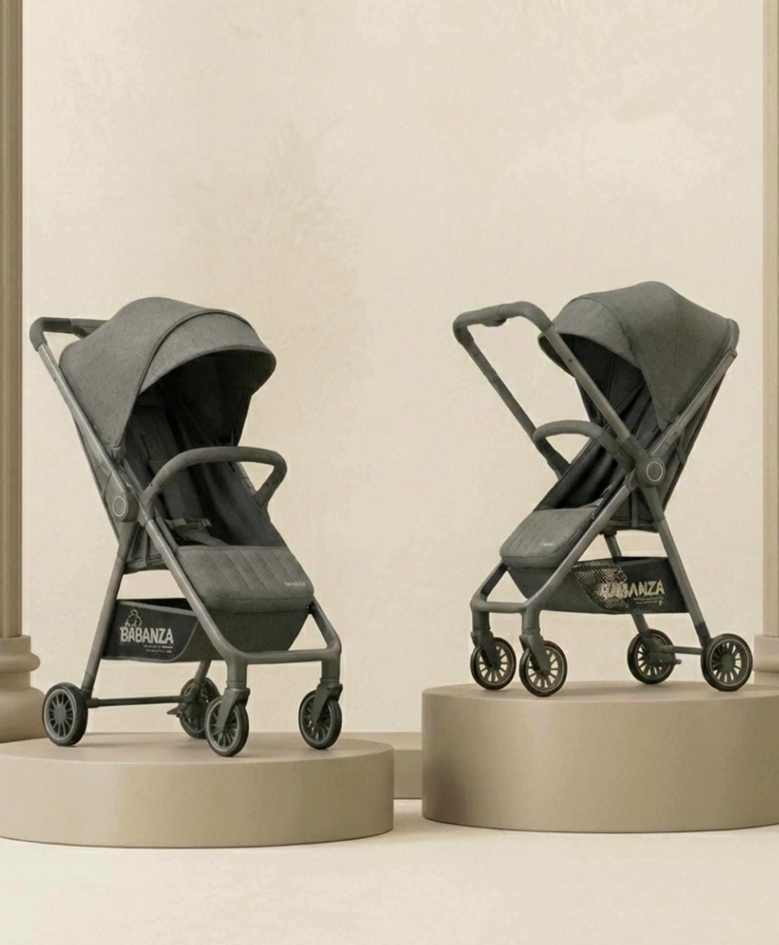 Babanza Stroller with Canopy and Reversible Parent Handle - Grey-image-18