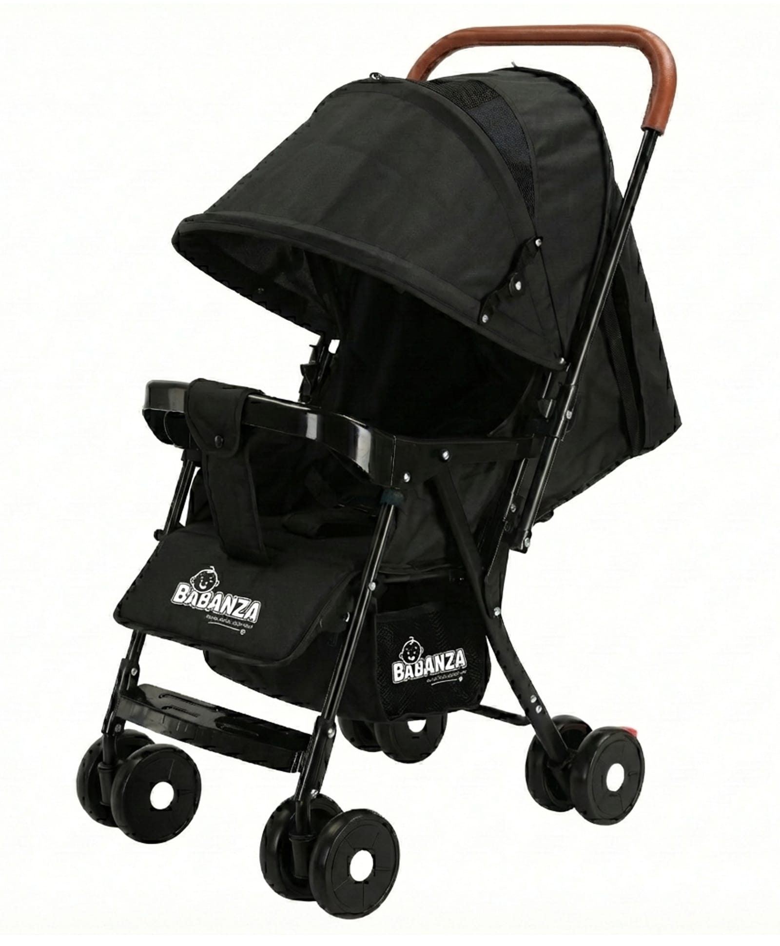 Babanza Stroller with Canopy and Reversible Parent Handle - Black-picture-24