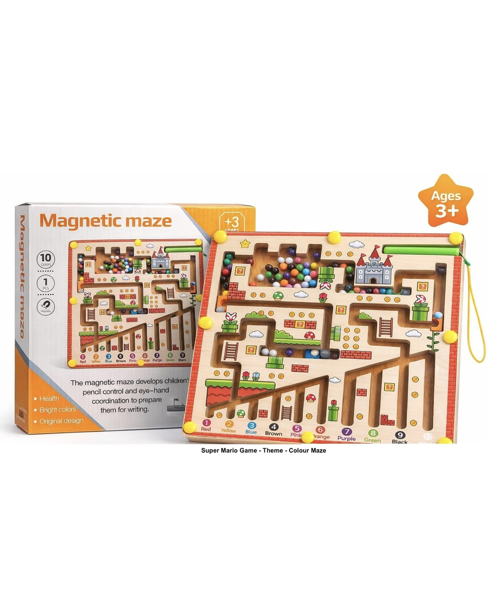 ARCADE TOYS Kids Magnetic Color Maze Board Educational Bead Sorting Puzzle Toy - MULTICOLOUR-image-23