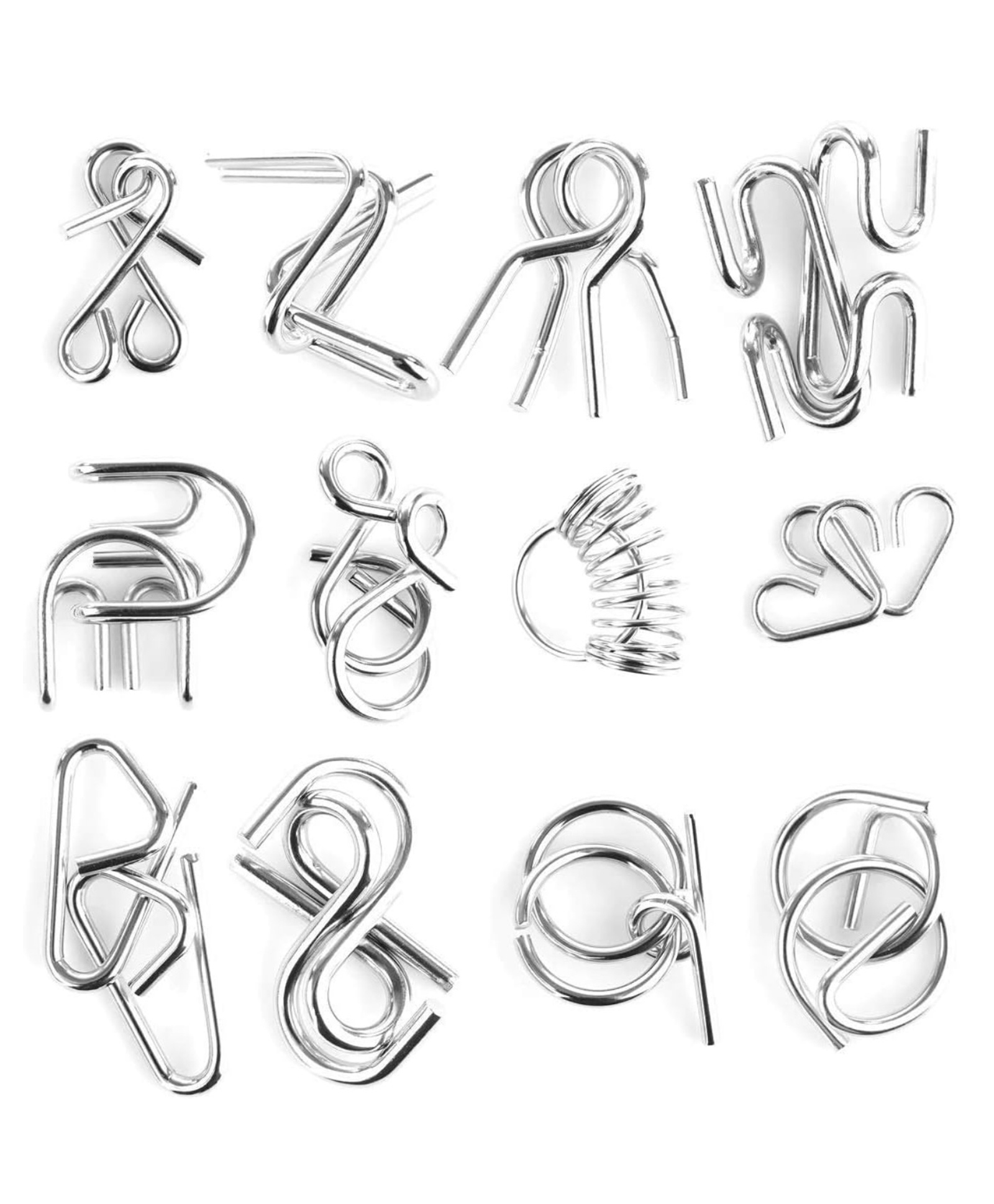 ARCADE TOYS Metal Wire Puzzle Set Brain Teaser IQ Puzzle Toy - 12 pieces - Colour May vary-picture-37