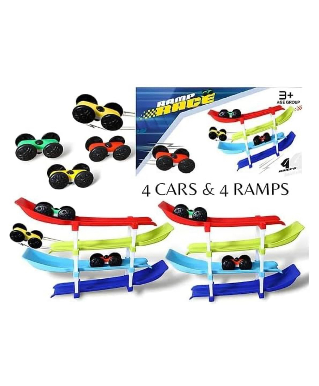 ARCADE TOYS 4 Cars & 4 Ramps Ramp Race Track Toy for Kids - Multicolour-picture-29