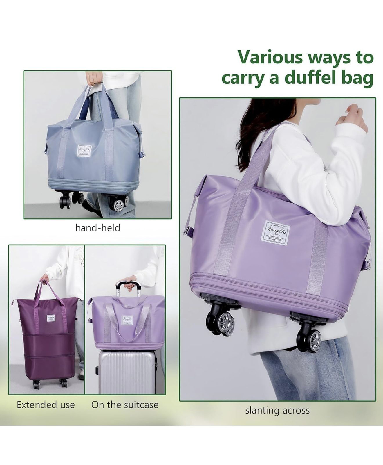 ARCADE TOYS Rolling Duffle Bag with Wheels and Handle, Expandable Foldable Luggage Bag, Dry and Wet Separation Rolling Bag, Travel Lightweight Totes - ( Multicolor )-image-30