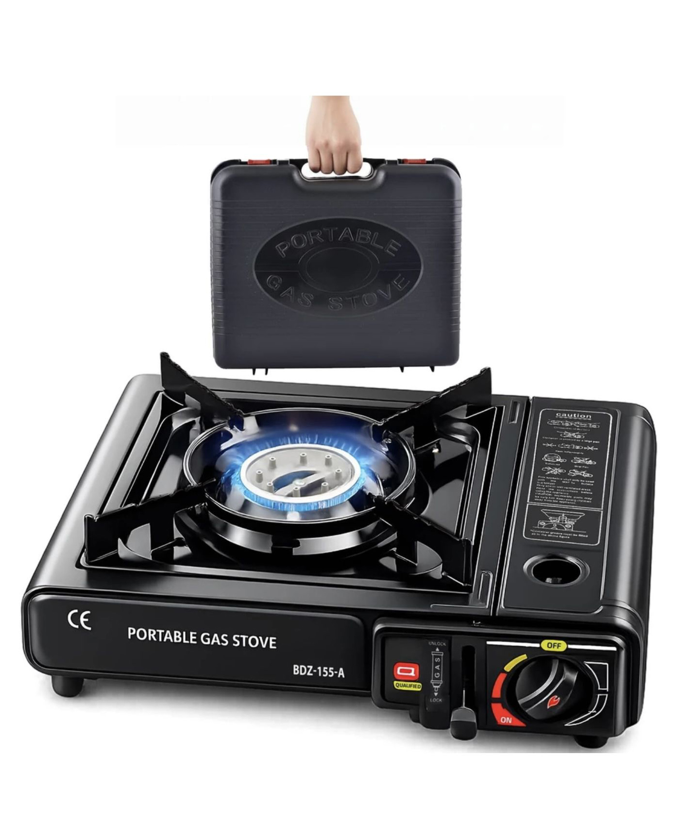 ARCADE TOYS Portable Single Burner Gas Stove with Manual Ignition | Compact LPG Butane Stove for Camping, Kitchen & Outdoor Cooking Black-image-3
