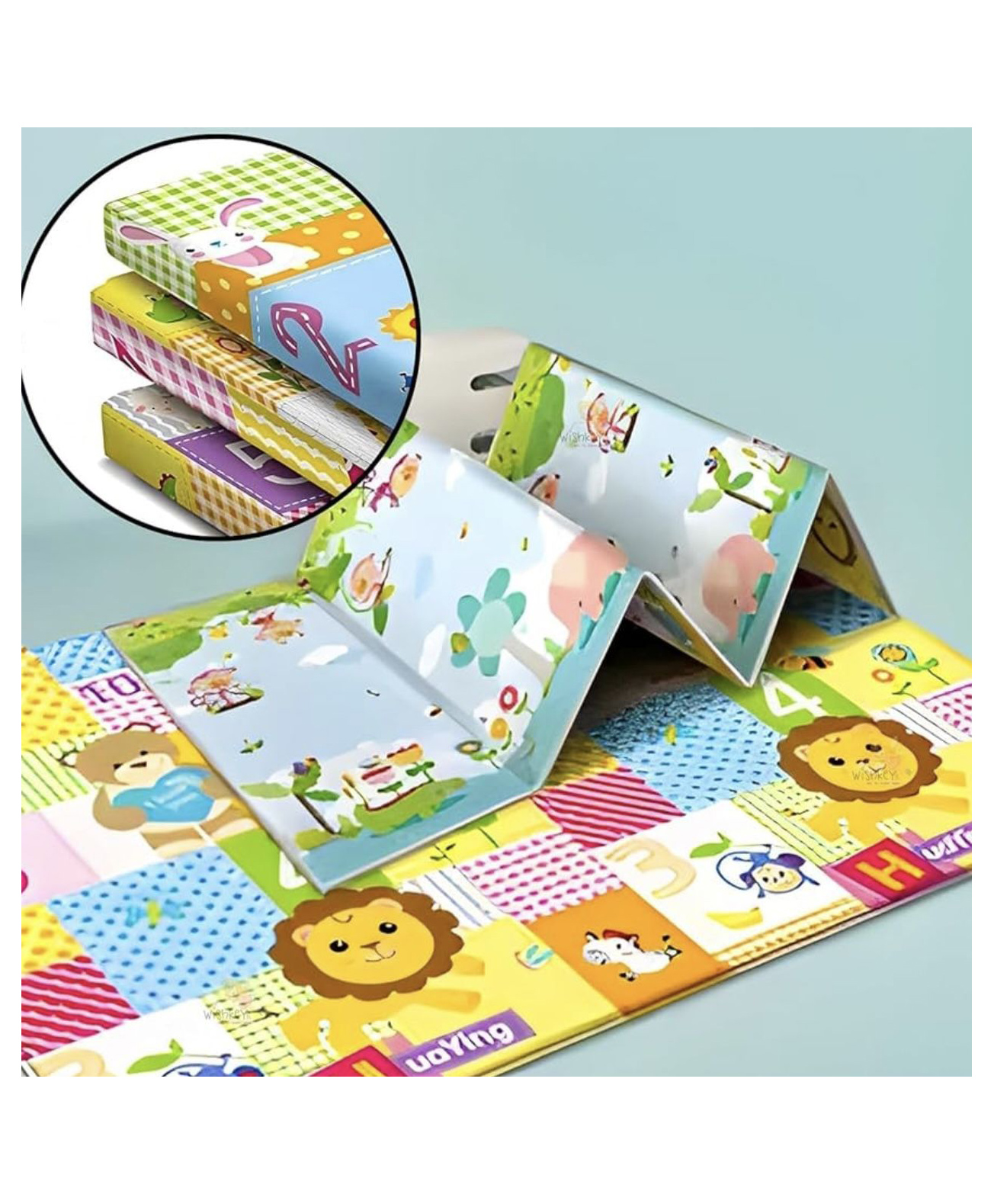 ARCADE TOYS Forest Animal Theme Double Sided Water ProofExtra Large Fordable Foam Baby Play Mat Folding Mat (DesignMay Vary - Multicolor)-image-2