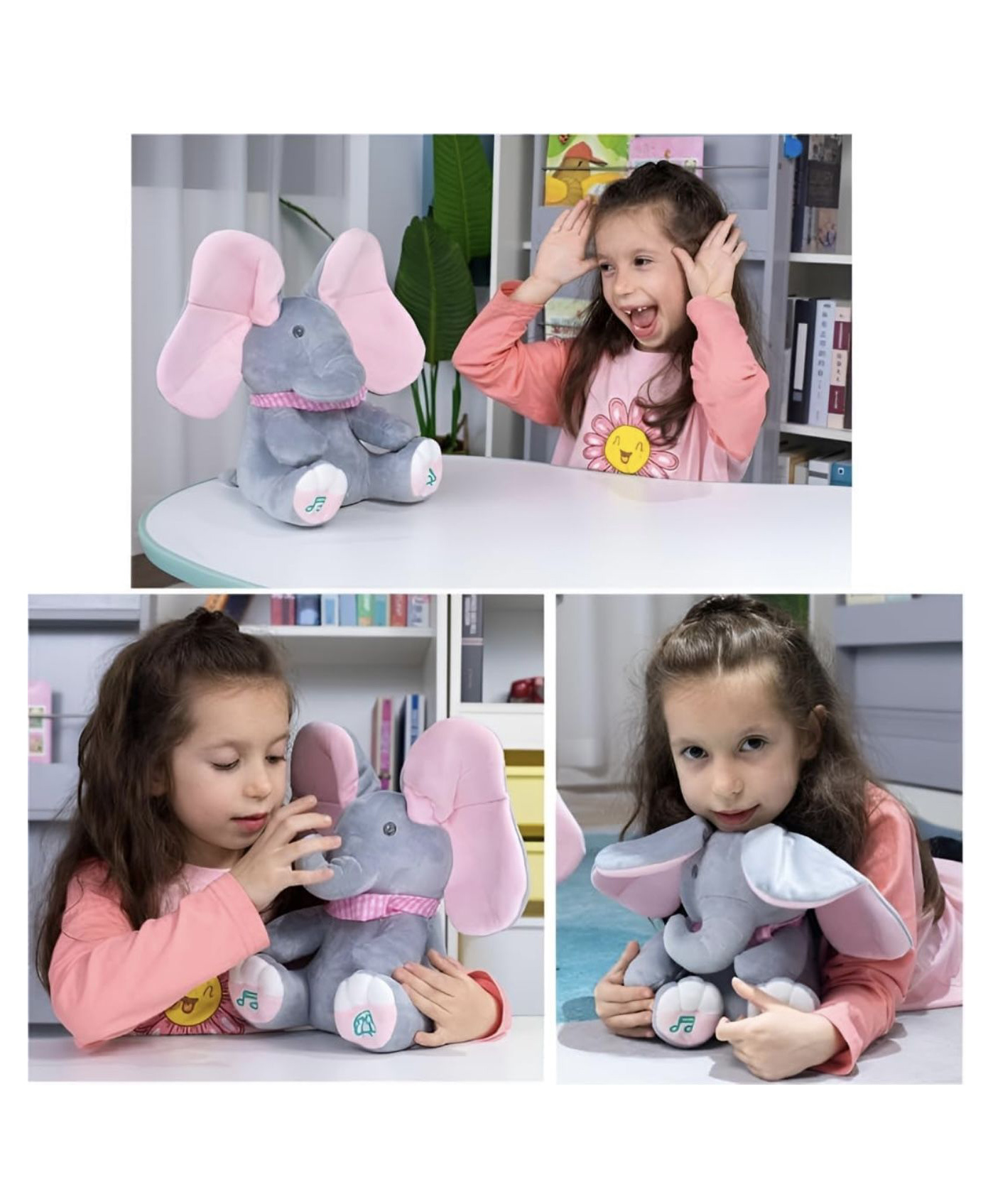ARCADE TOYS Musical Peek A Boo Elephant Toy for Babies with Moving Ears - Soft Plush Stuffed Animal with Sing Along Songs & Interactive Foot Button for Infants Toddlers Kids - Multicolour-picture-22