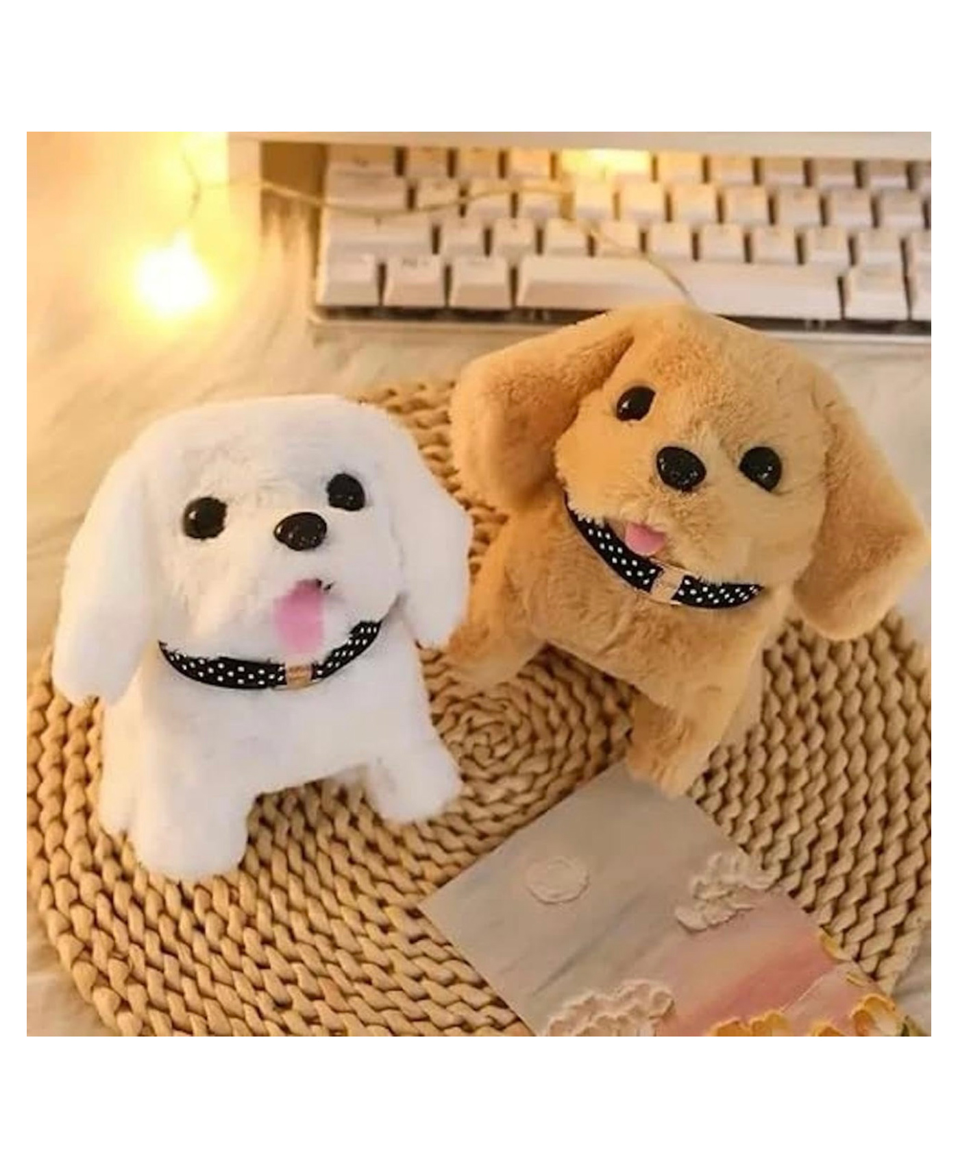 ARCADE TOYS Hopping Walking Adorable Plush White & Brown Dog Soft, Cuddly Stuffed Animal with Black Collar for Kids and Collectors - Multicolour-picture-24