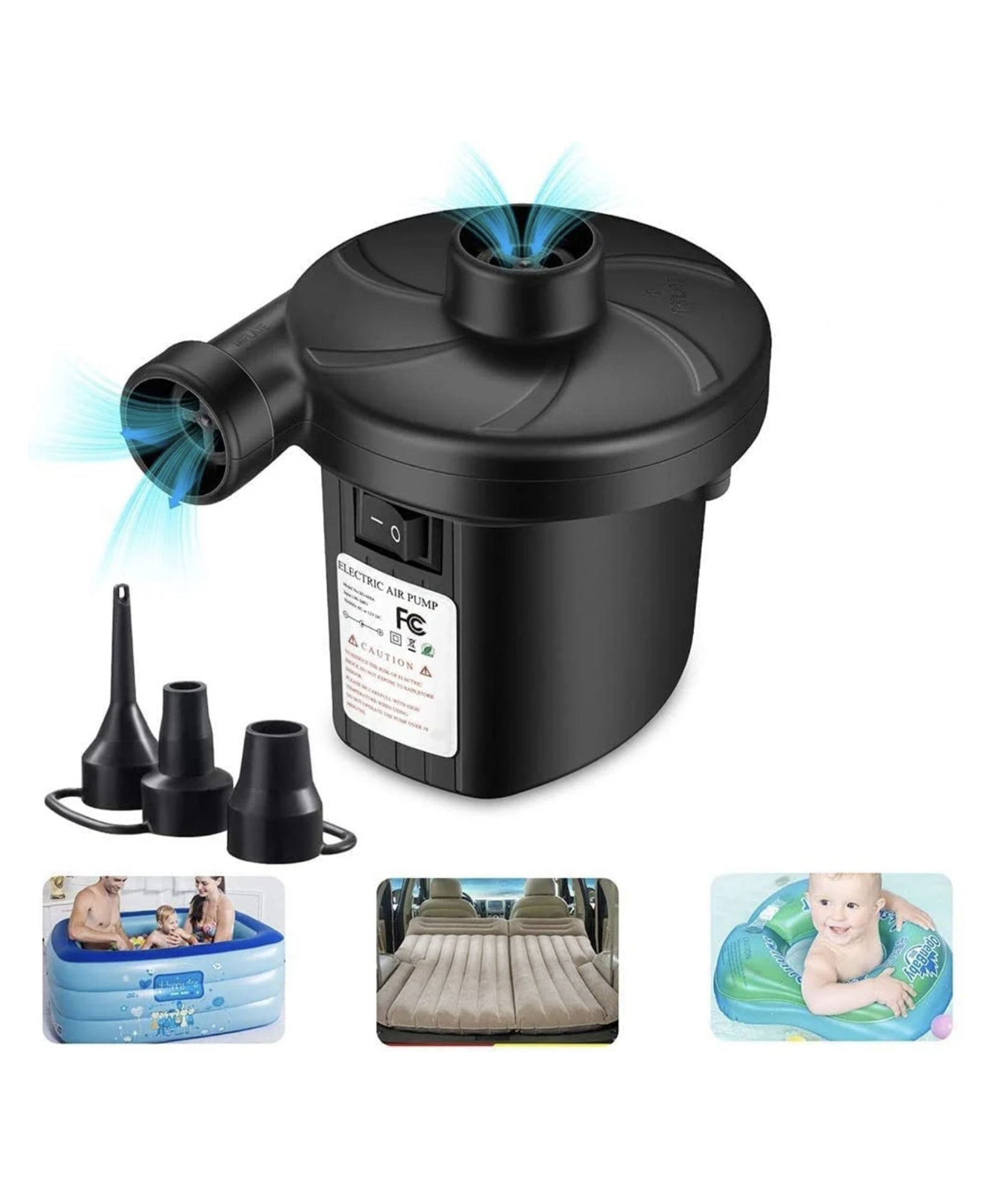 ARCADE TOYS Electric Air Pump for Inflatable Swimming Pools, Air Beds & Toys Portable High-Pressure Pump for Mattress, Pool Floats, Sofa Ac 230v Air Blower for Indoor & Outdoor Use Black-picture-28