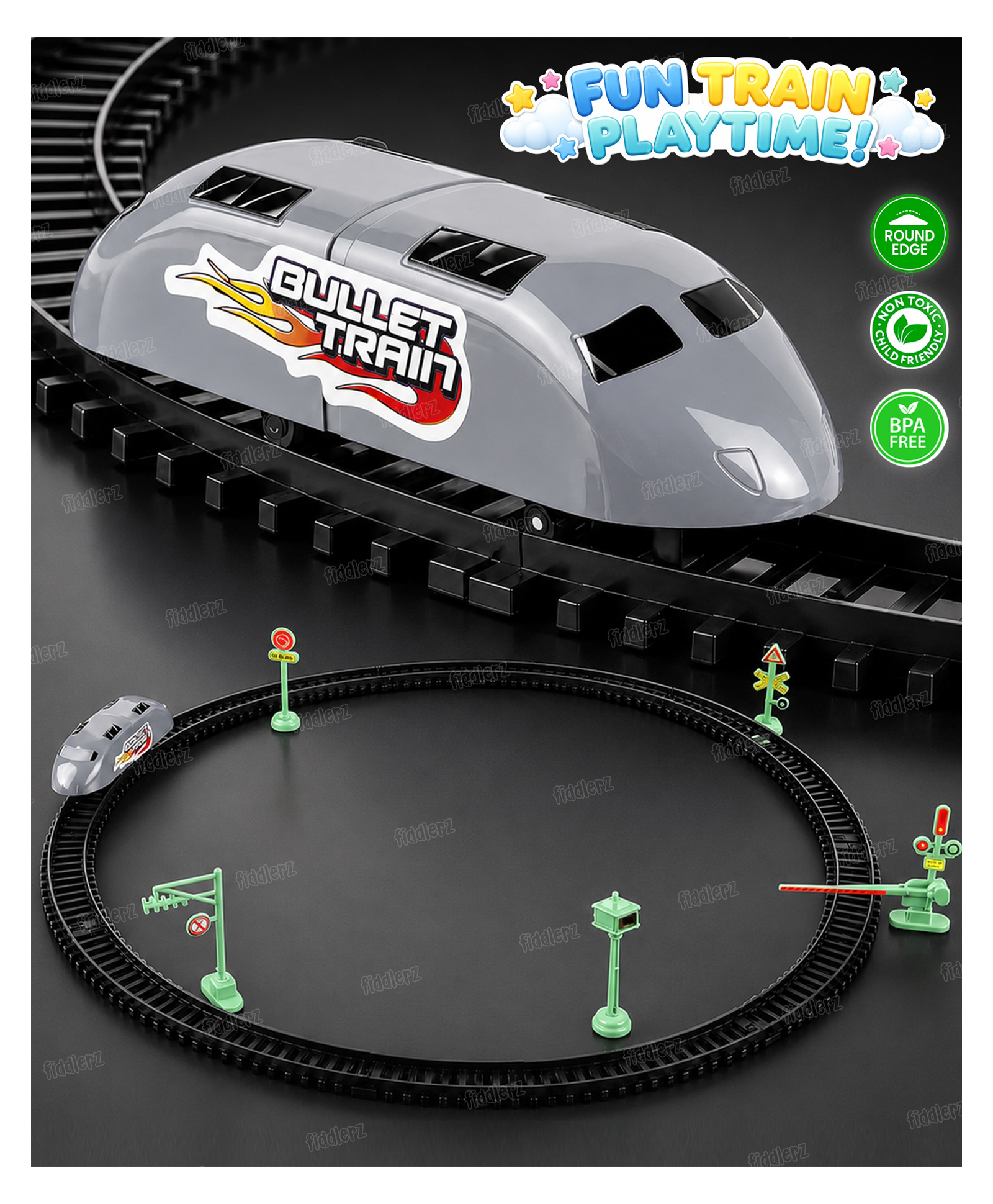 Fiddlerz Bullet Train Toy Set for Kids 180 CM Railway Track Toy battery operated train toys for kids Bullet Birthday Gifts for Boys & Girls 3 Years + (Batteries not Included)-image-20