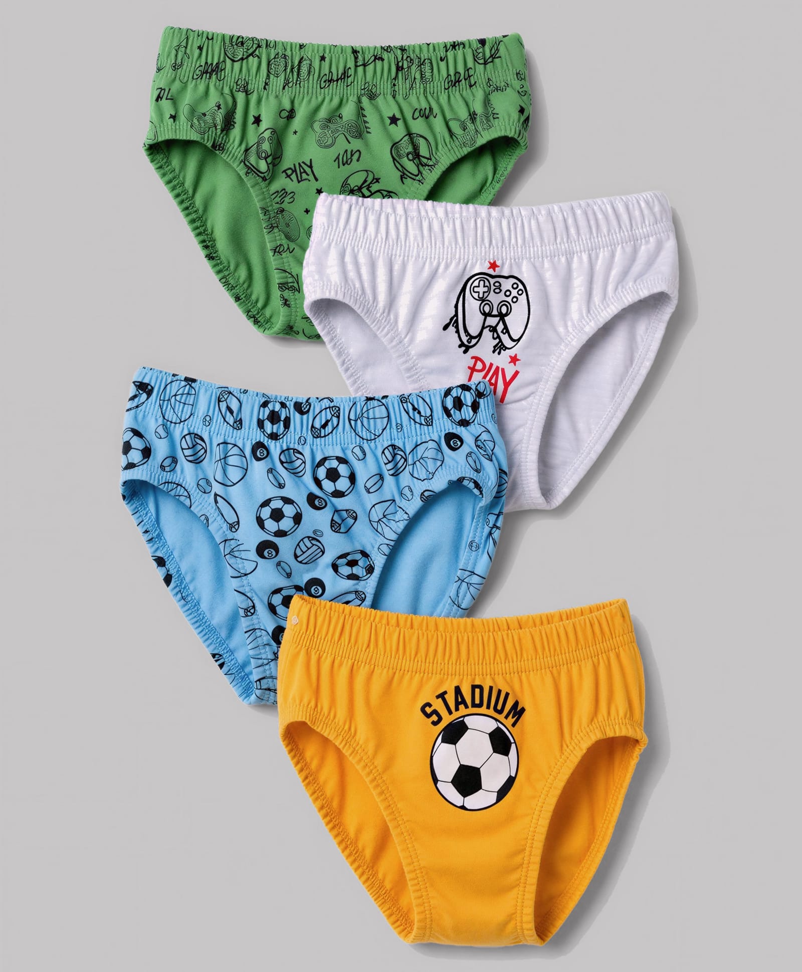Bodycare Knitted Sports Theme Printed Assorted Panties Pack Of 5 - Yellow Light Blue & White-image-8