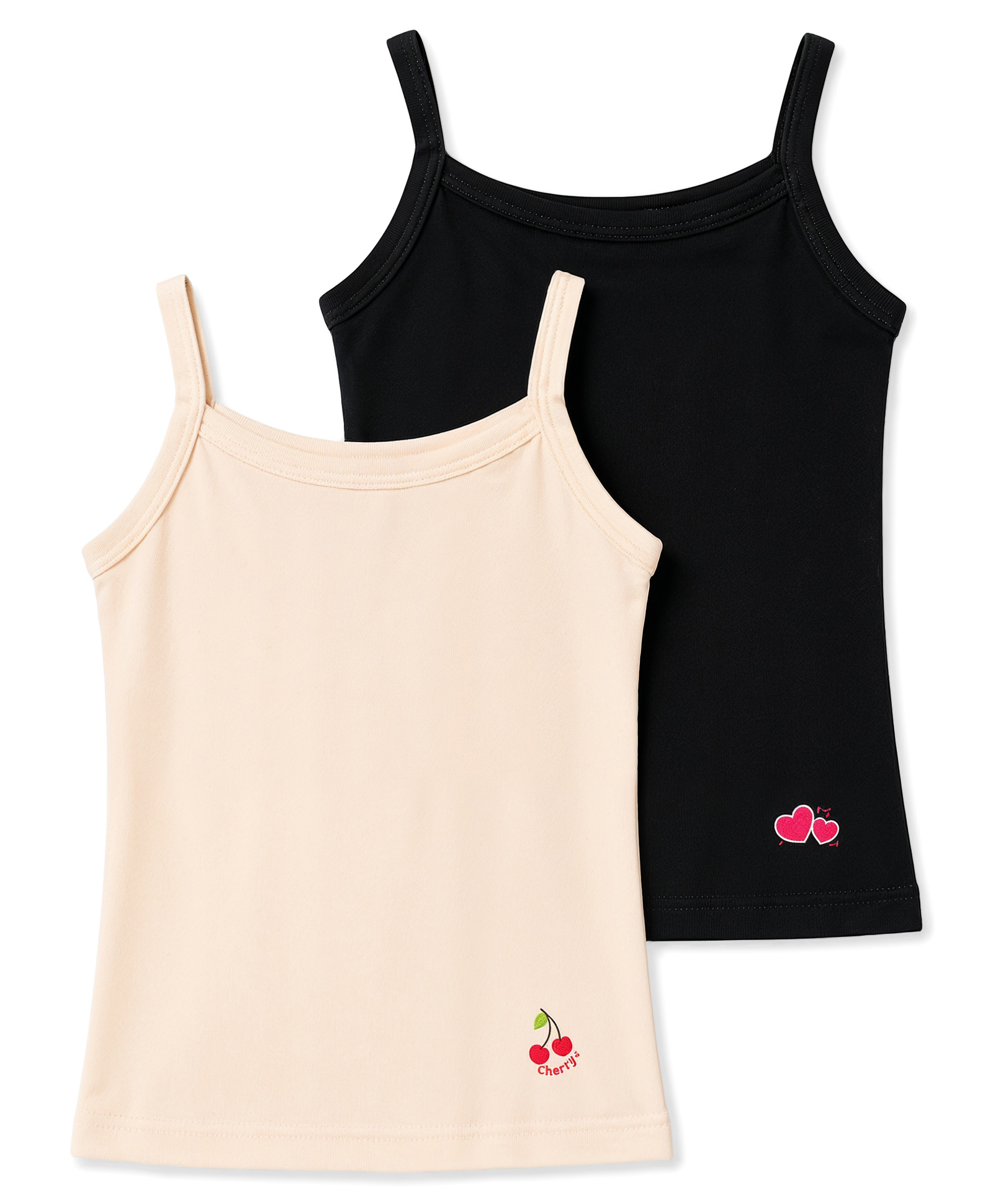 Bodycare Knitted Sleeveless Heart & Berry Printed Slips Pack of 2 - Black & Peach-image-21