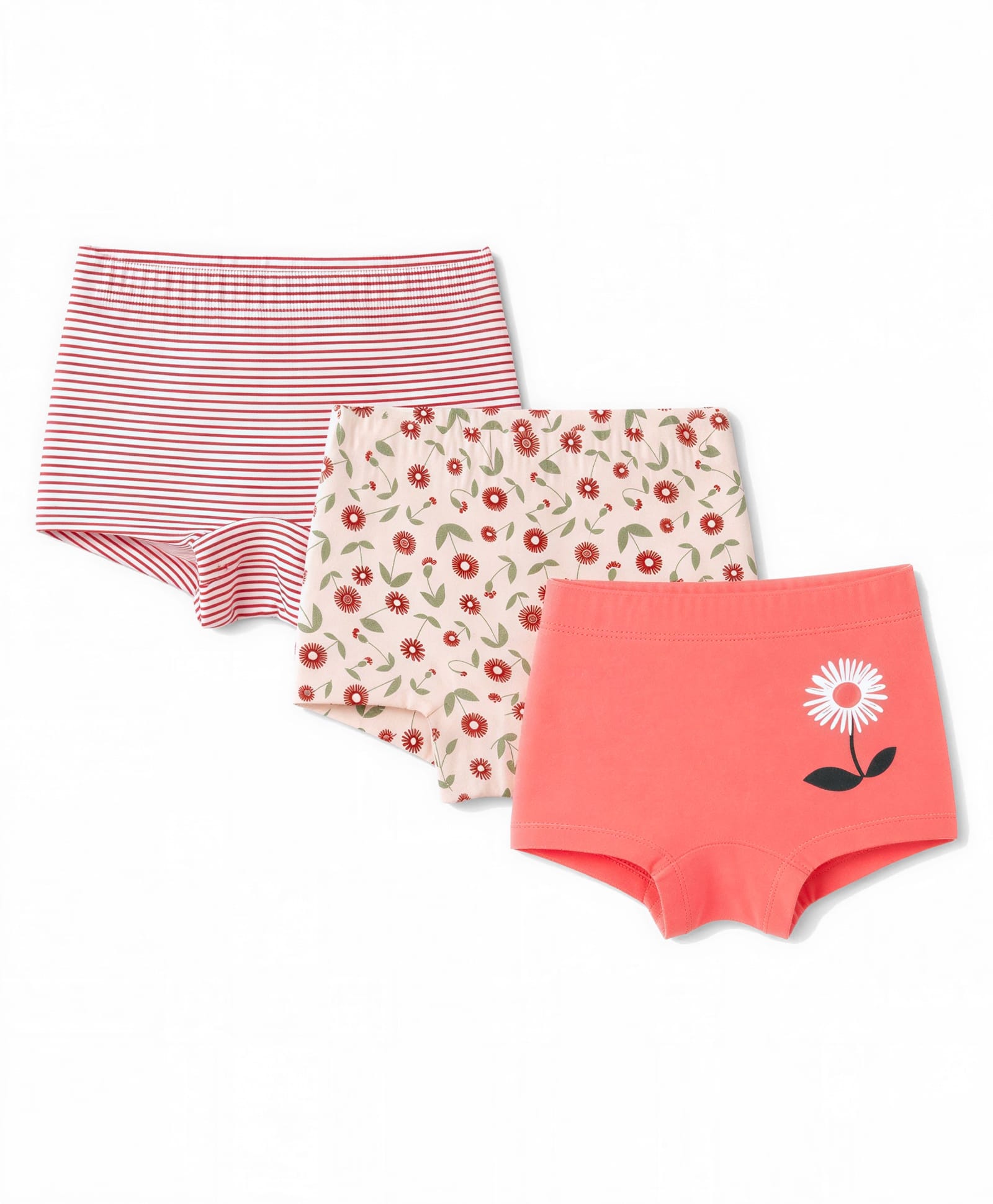 Bodycare Knitted Striped & Floral Printed Panties Pack Of 3 - Red & White-image-48
