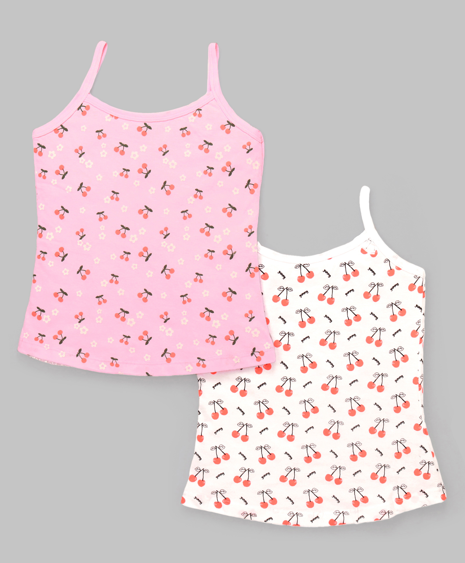 Bodycare Knitted Sleeveless Floral Printed Slips Pack of 2 - White & Pink-image-9