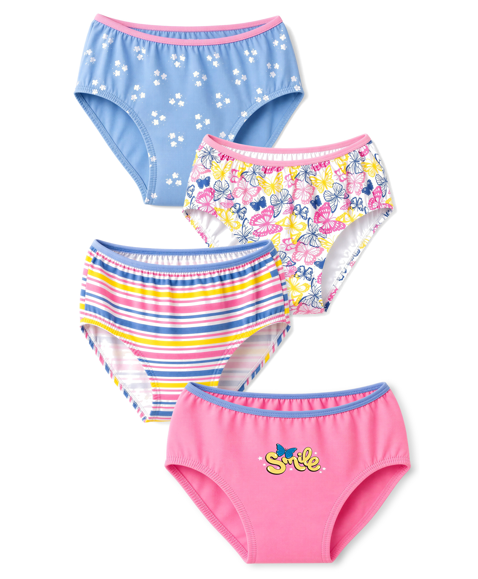 Bodycare Knit Striped & Butterfly Printed Panties Pack of 4 - Pink & Blue-picture-43