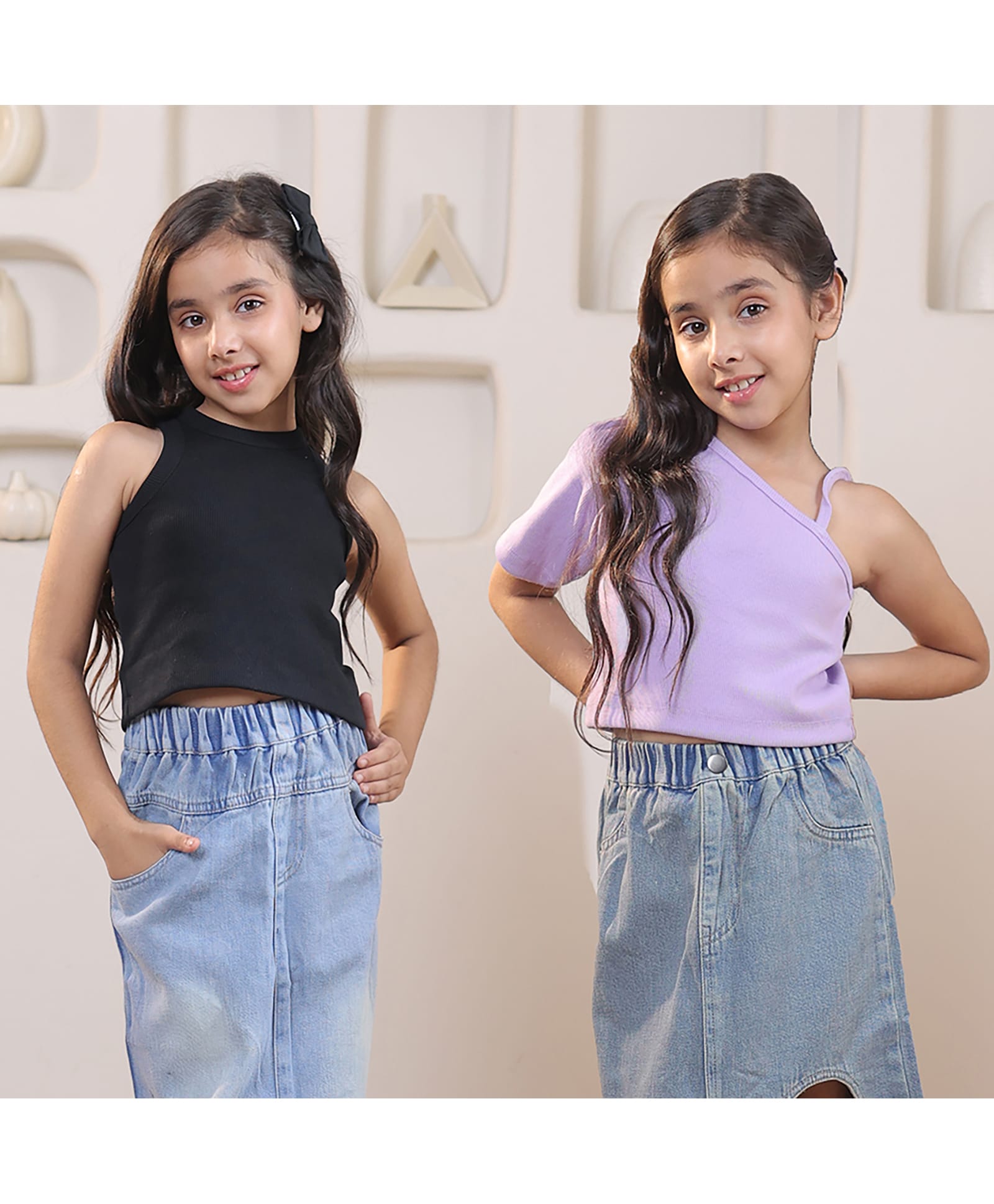 Shorgul Cotton Knit Pack Of 2 Sleeveless Solid Tops - Purple & Black-picture-28