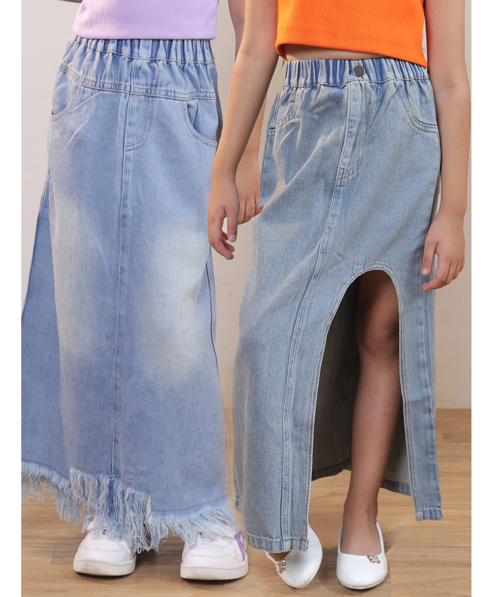 Shorgul Denim Woven Pack Of 2 Solid Skirt - Blue-picture-14