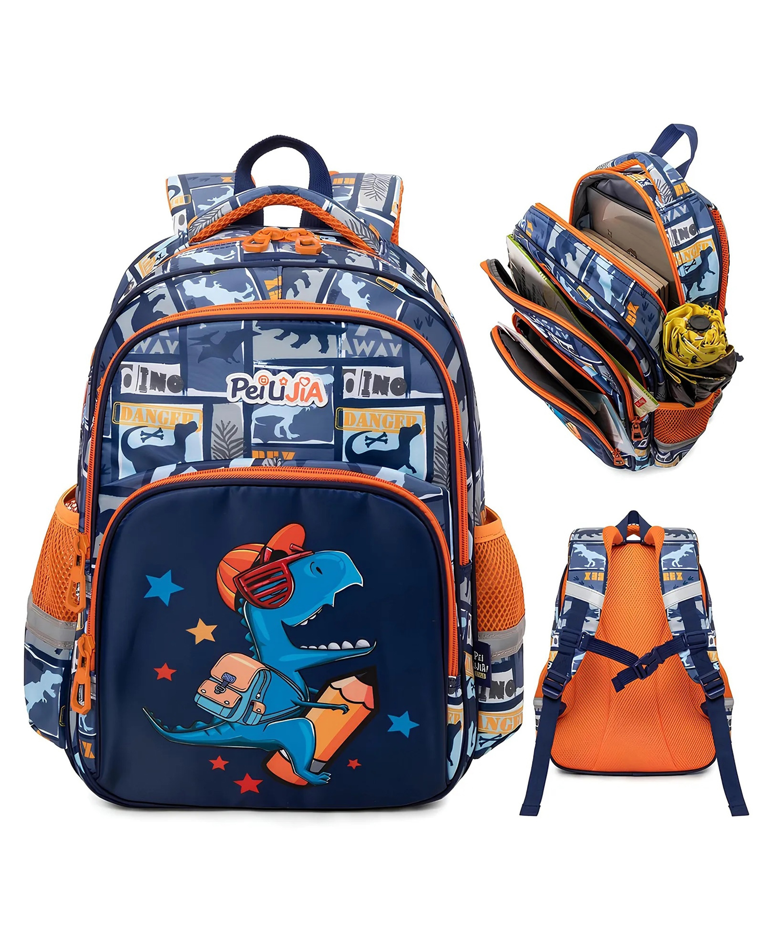 Azhari 11 Inches Dinosaur print School Bags Backpack For Kids With Adjustable Straps Premium Design Bag For Kids Best For School Picnic Holidays Kids Bag - pack of 1 Multicolor-image-1