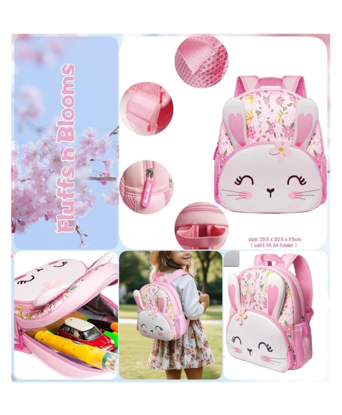 Azhari 10 Inches Fluffs N Blooms School Bags For Kids, 3D EVA Backpack With Adjustable Straps Premium Design Bag For Kids, Best For Preschool, School, Picnic - pack of 1 Color May Vary-picture-23