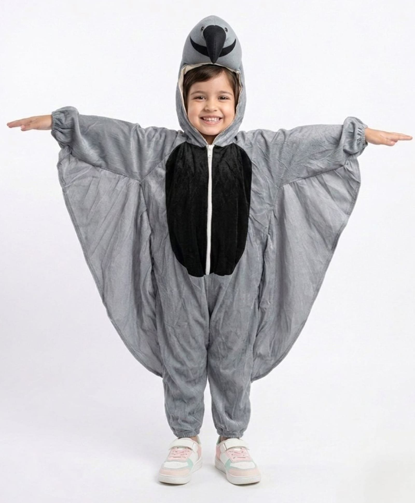BookMyCostume Fleece Knit Full Sleeves Bird Designed Fancy Dress Costume Set - Grey & Black-image-27