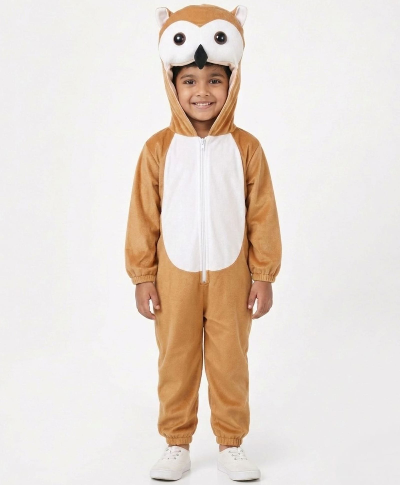 BookMyCostume Fleece Knit Full Sleeves Owl Designed Fancy Dress Costume Set - Brown & White-image-34