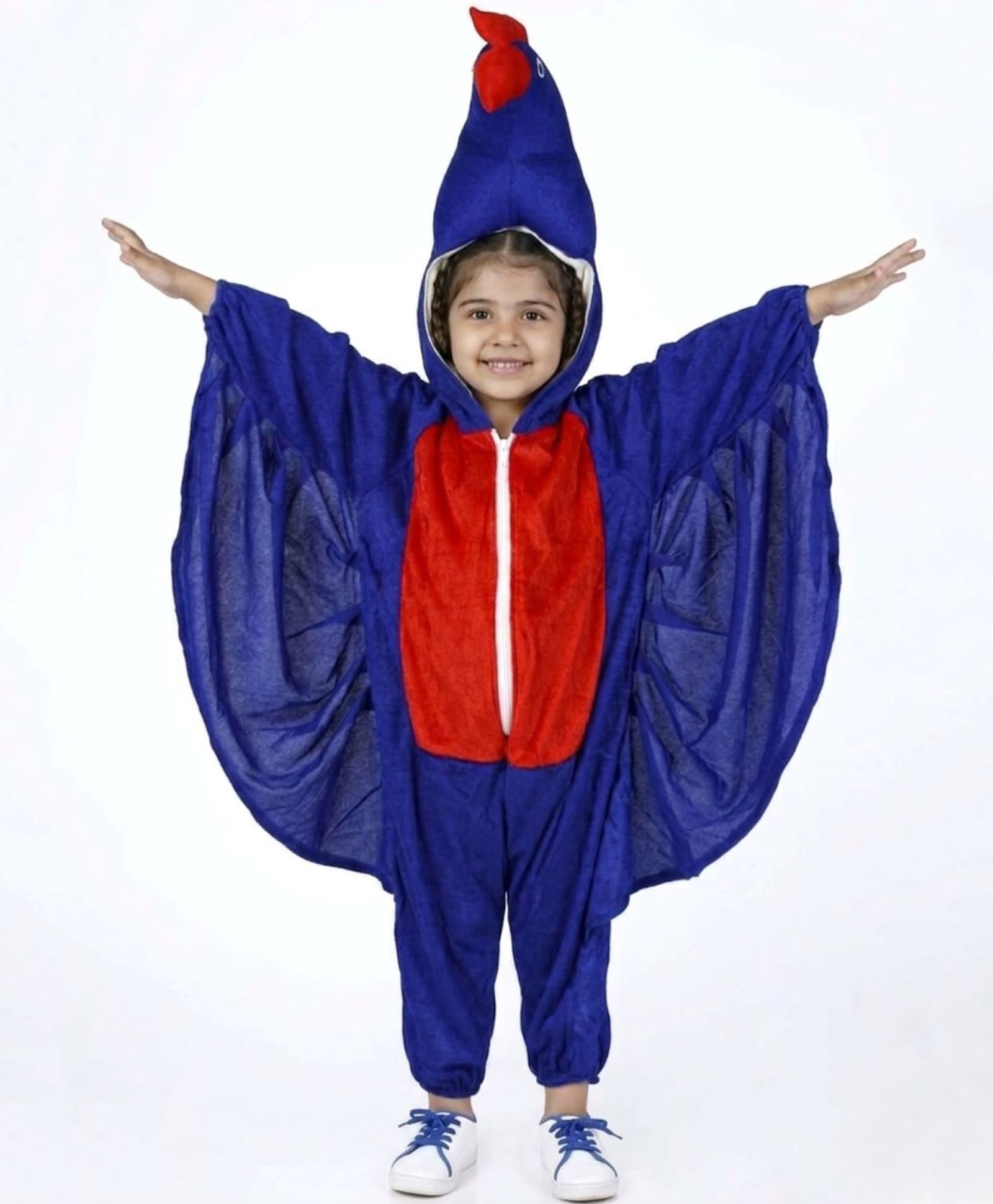 BookMyCostume Fleece Knit Full Sleeves Bird Designed Fancy Dress Costume Set - Dark Blue & Red-image-11