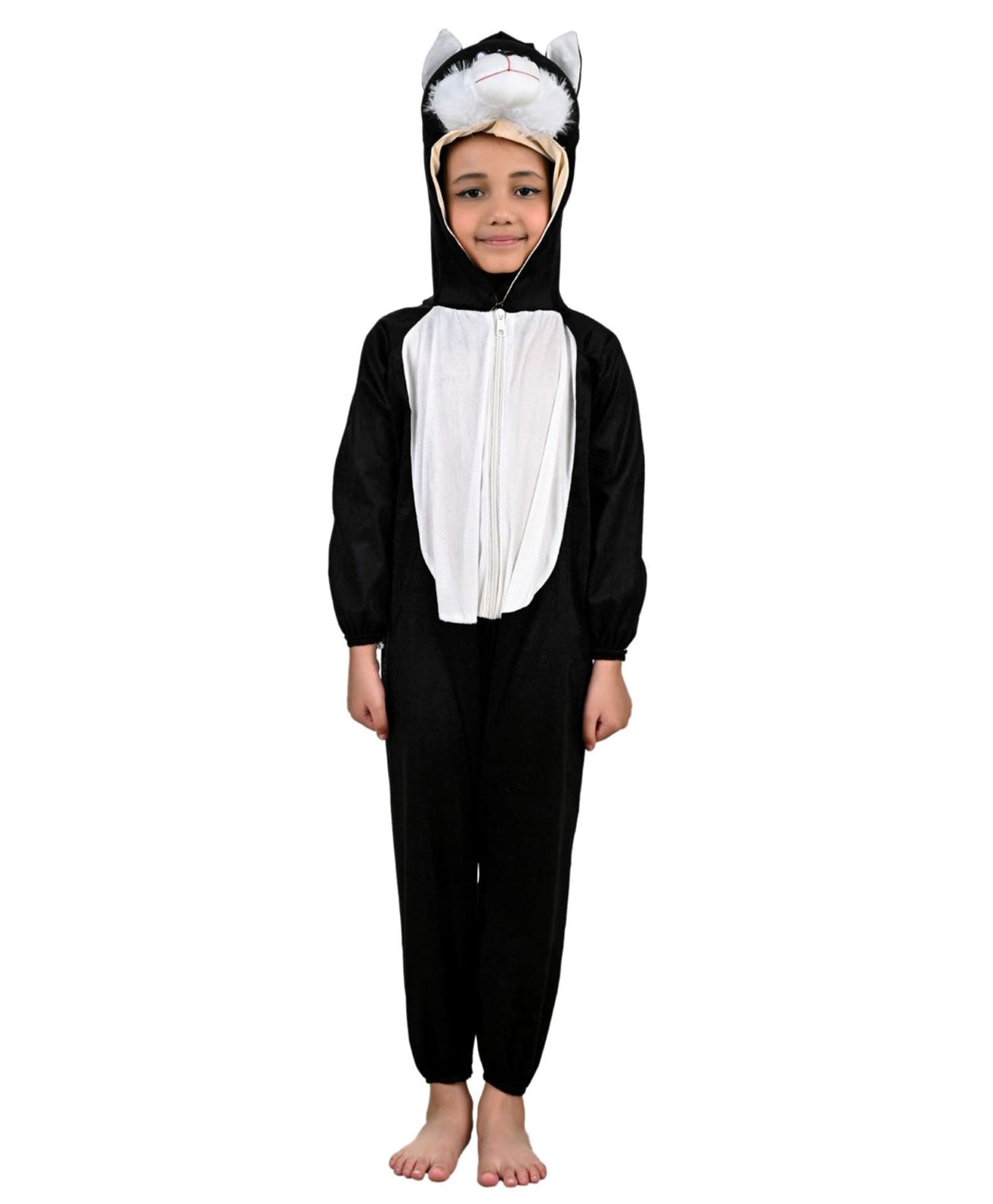 BookMyCostume Fleece Knit Full Sleeves Cat Designed Fancy Dress Costume Set - Black & White-image-43