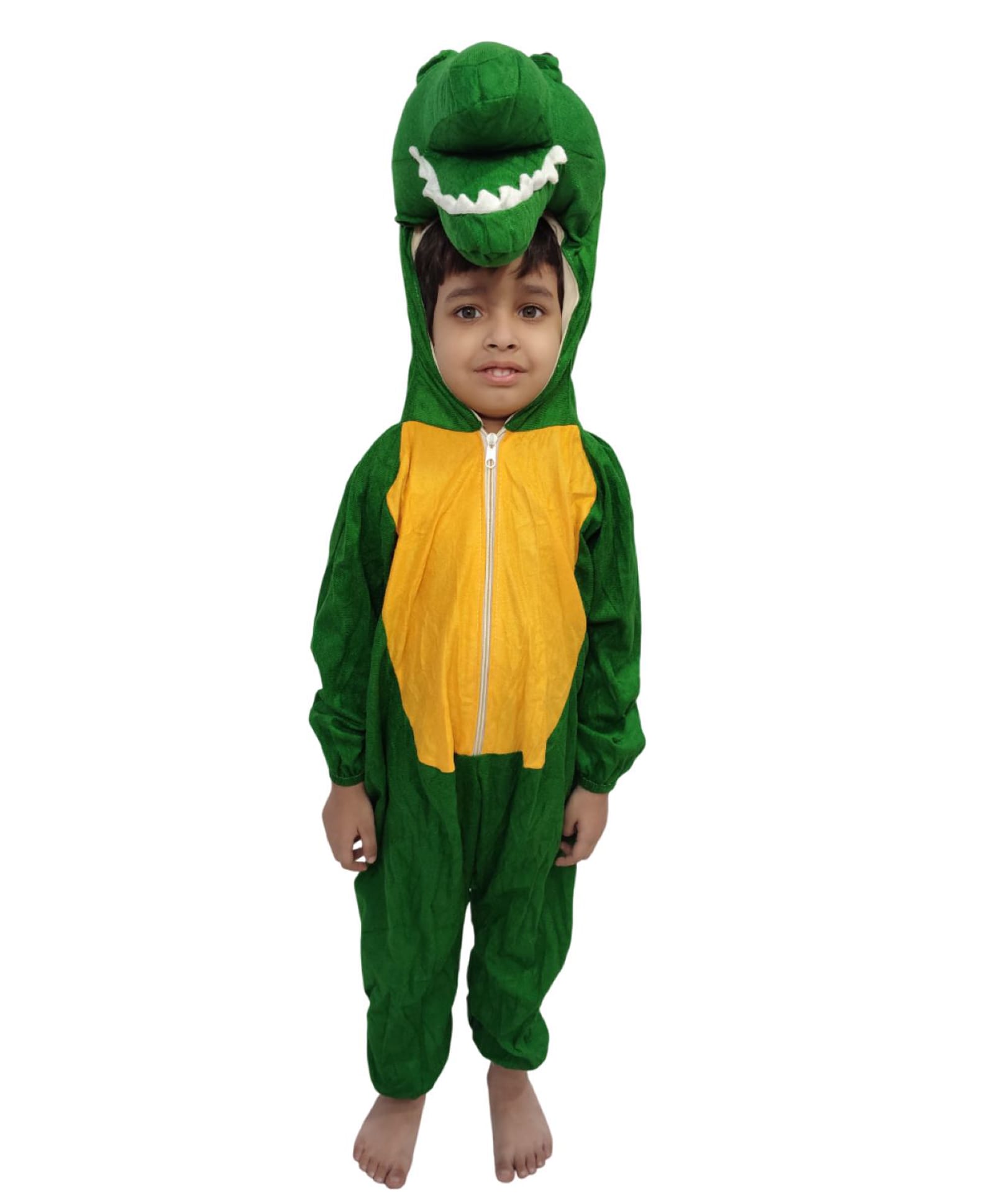 BookMyCostume Fleece Knit Full Sleeves Crocodile Designed Fancy Dress Costume Set - Green & Yellow-image-10