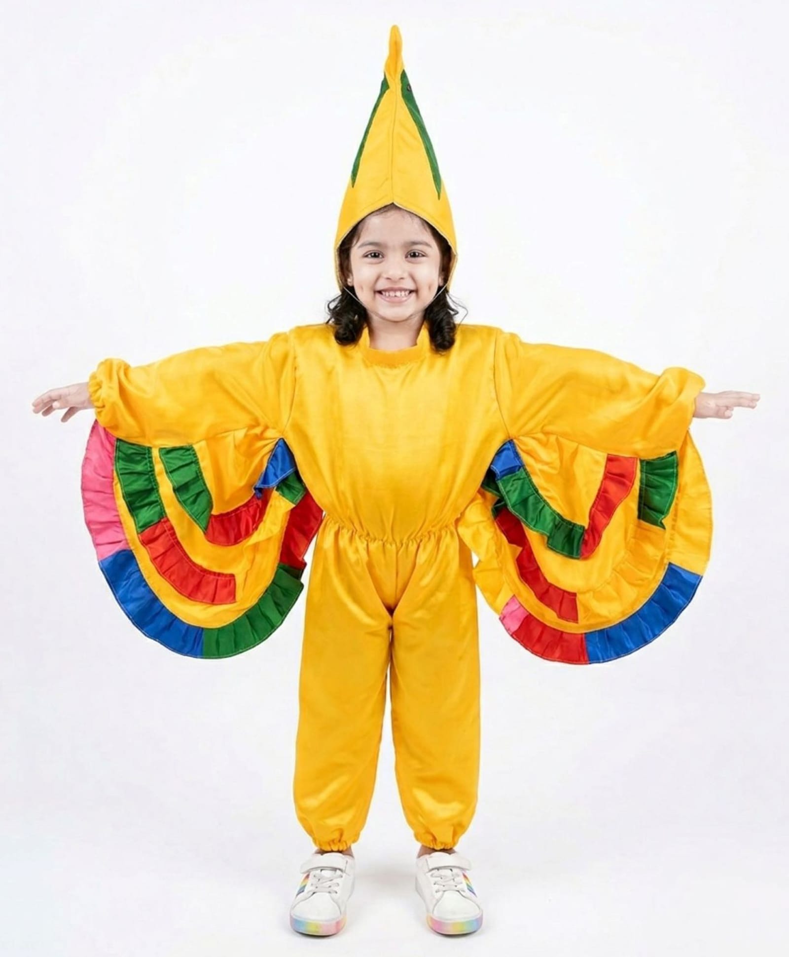 BookMyCostume Woven Full Sleeves Macaw Designed Fancy Dress Costume Set - Yellow & Multi Colour-image-20